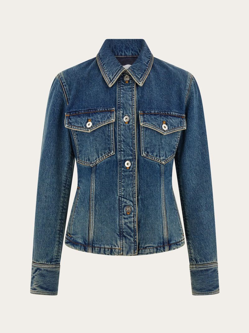 Salvatore Ferragamo o1s1rm0526 Denim Jacket in Blue Size L / US 10 / IT 46 - 1 Thumbnail