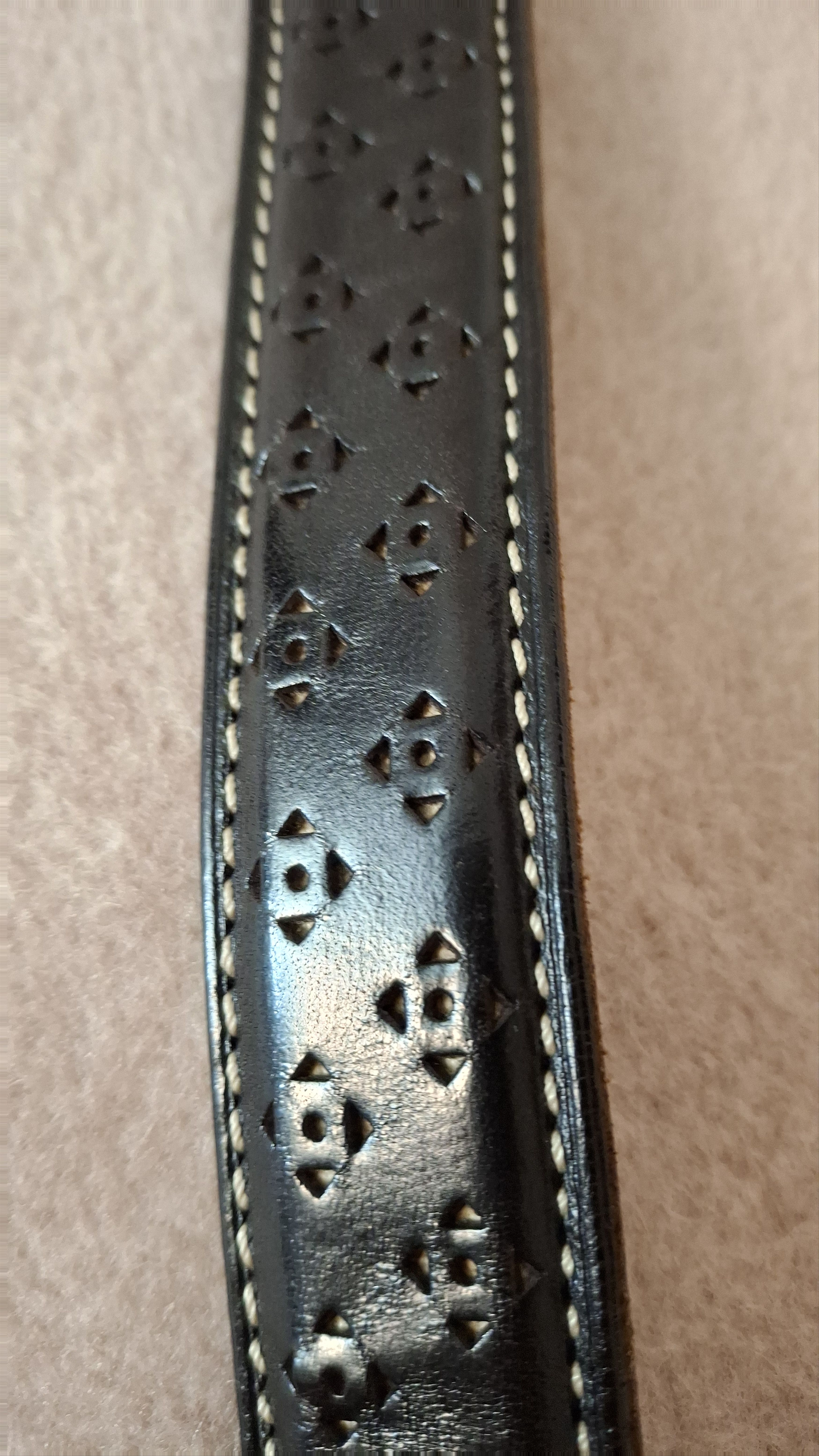 Felisi Embossed Black Leather Belt – Felisi Made in Italy Size 38 - 5 Thumbnail