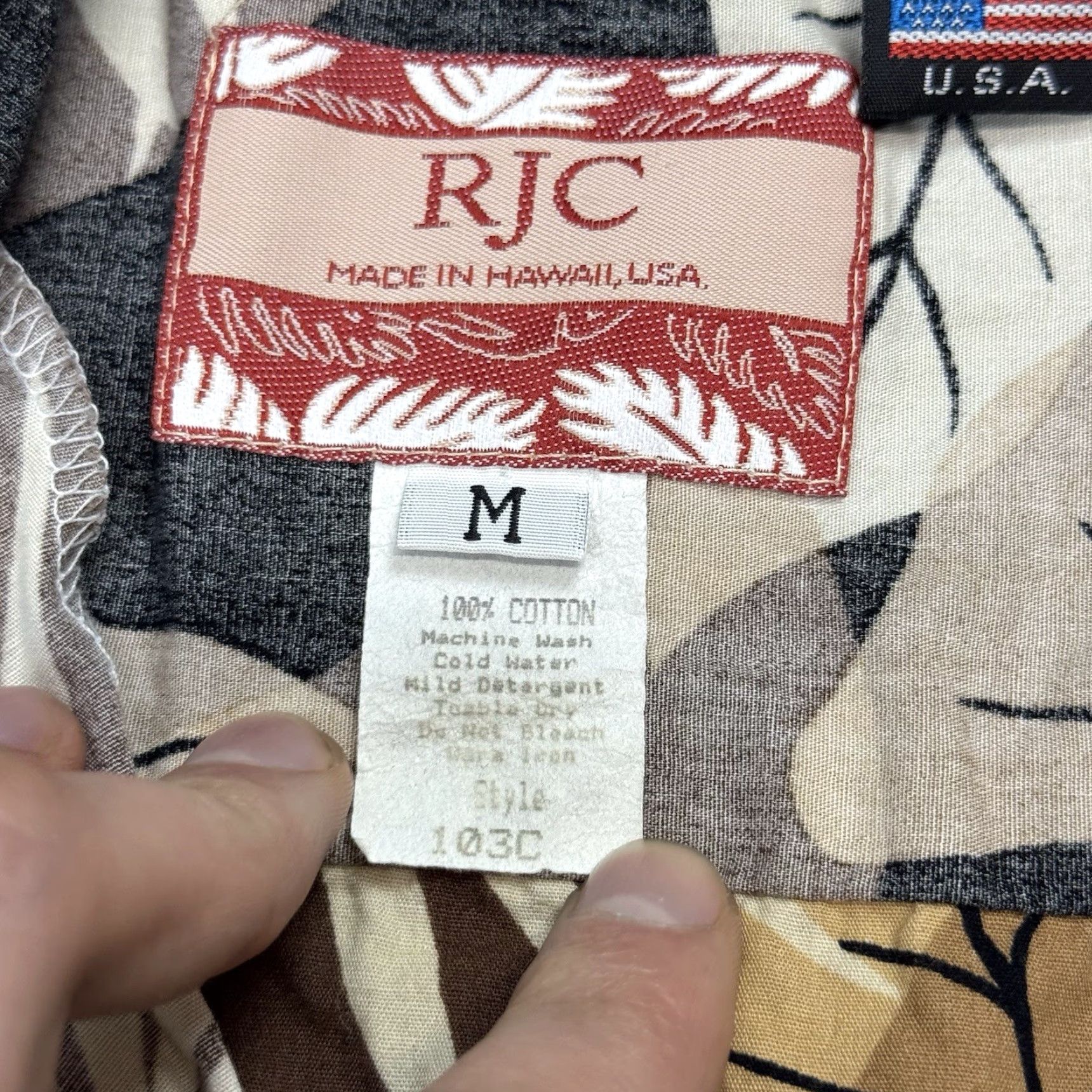 Vintage VINTAGE RJC MENS Hawaiian Shirt Casual Short Sleeve Floral Palm Logo Pattern 90s Size M Beige Size US M / EU 48-50 / 2 - 4 Thumbnail