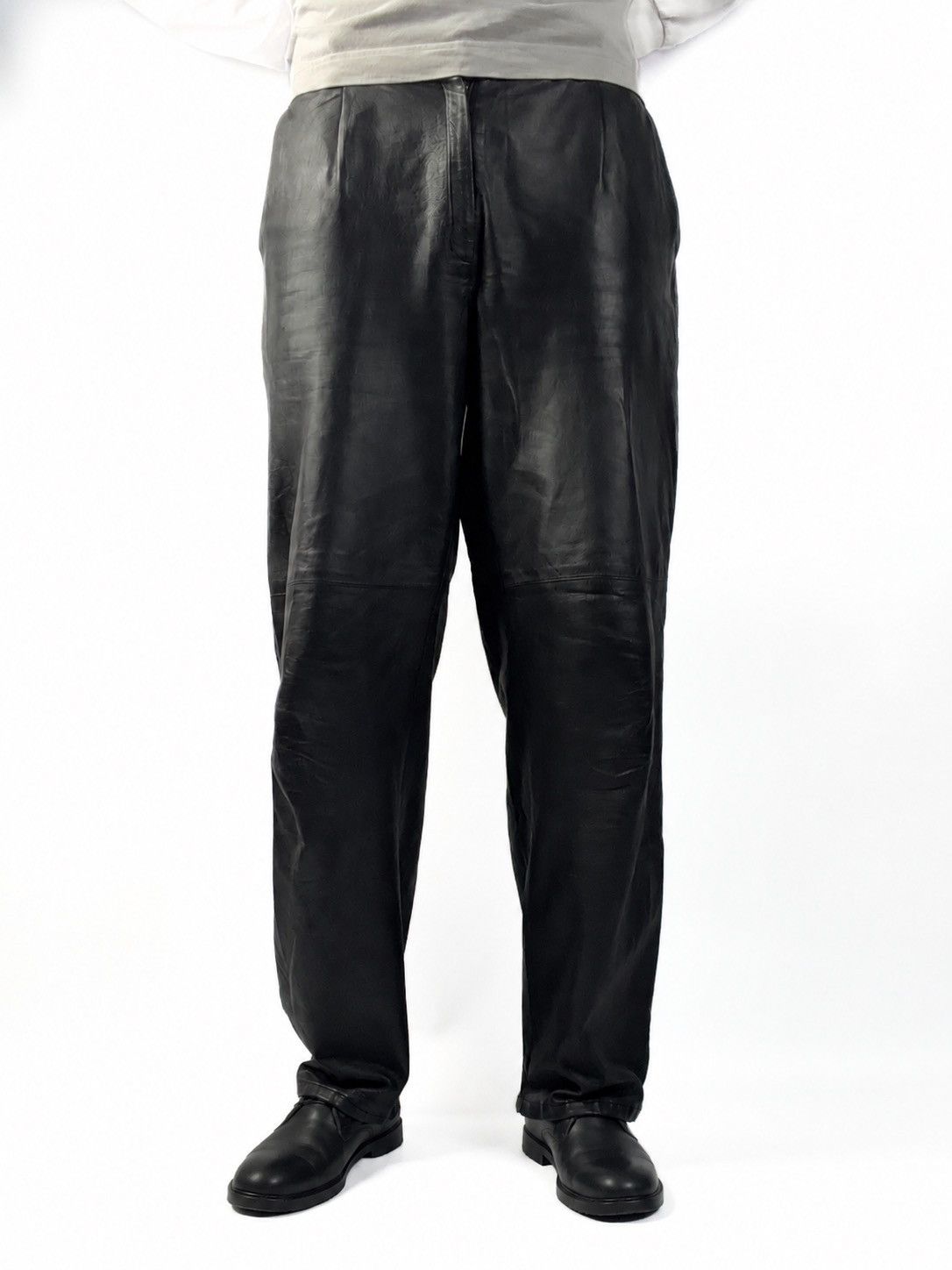 Leather Vintage Leonardo Vera Pelle Italy Leather Pants Relaxed Fit Size US 34 / EU 50 - 3 Thumbnail