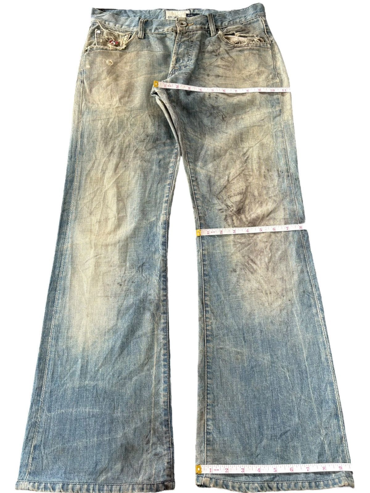 Energie Vintage Energie Dirtied Mud Wash Distress Flare Jeans Size US 32 / EU 48 - 8 Thumbnail