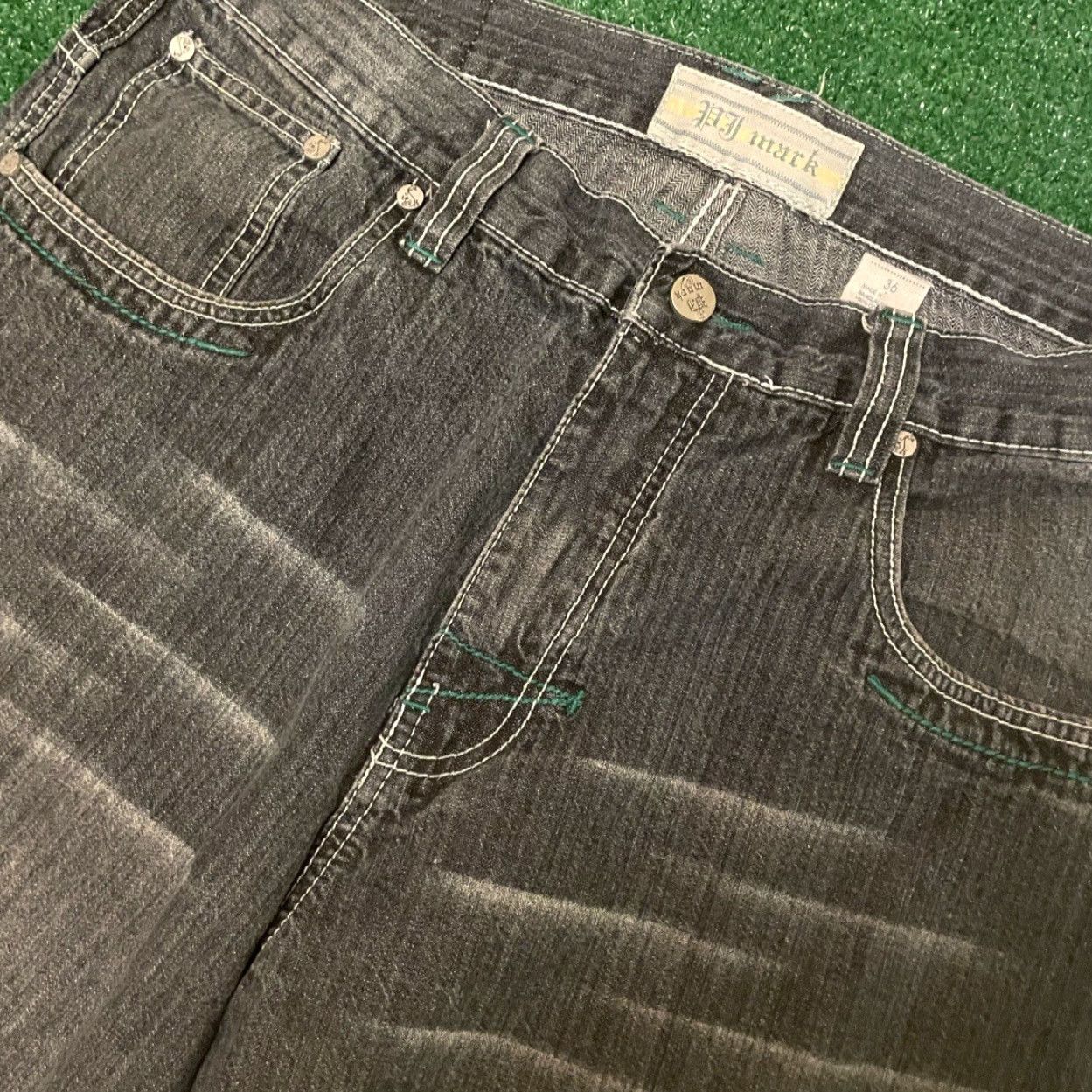 Vintage VINTAGE PJ MARK Baggy Hip Hop Skater Grunge Jean Shorts VTG Mens Size 36 Black JNCO Style Embroidered 90s Y2K Punk Cyber Streetwear Size US 36 / EU 52 - 3 Thumbnail