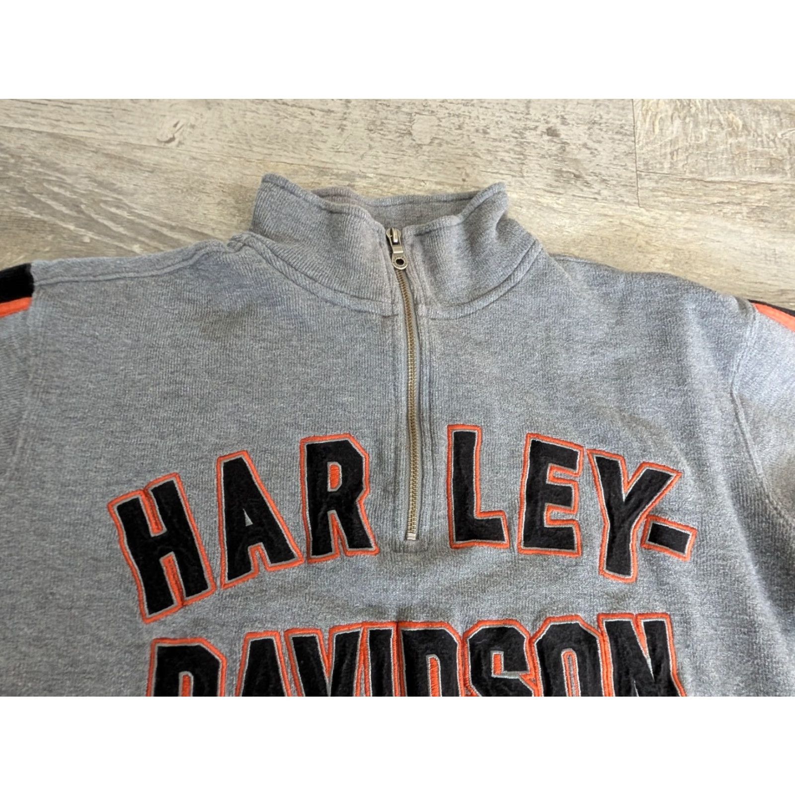 Harley Davidson VINTAGE Harley-Davidson Pullover 1/4 Zip Thermal Waffle Sweater M Gray Knit Logo Shirt Mens Size US M / EU 48-50 / 2 - 3 Thumbnail