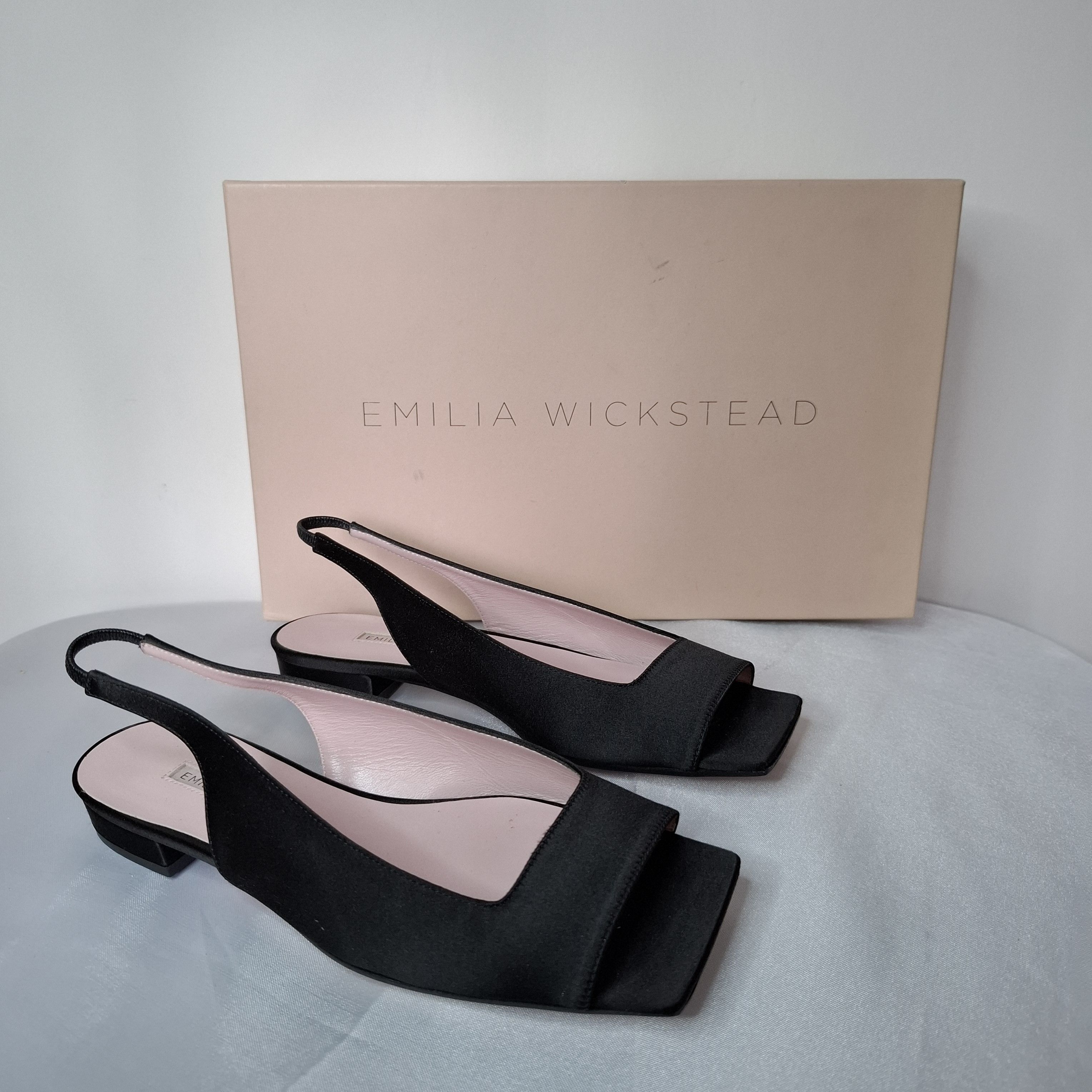 Emilia Wickstead Emilia Wickstead Sabine Open Toe Black Slingback Flats Size US 5.5 / IT 35.5 - 1 Thumbnail
