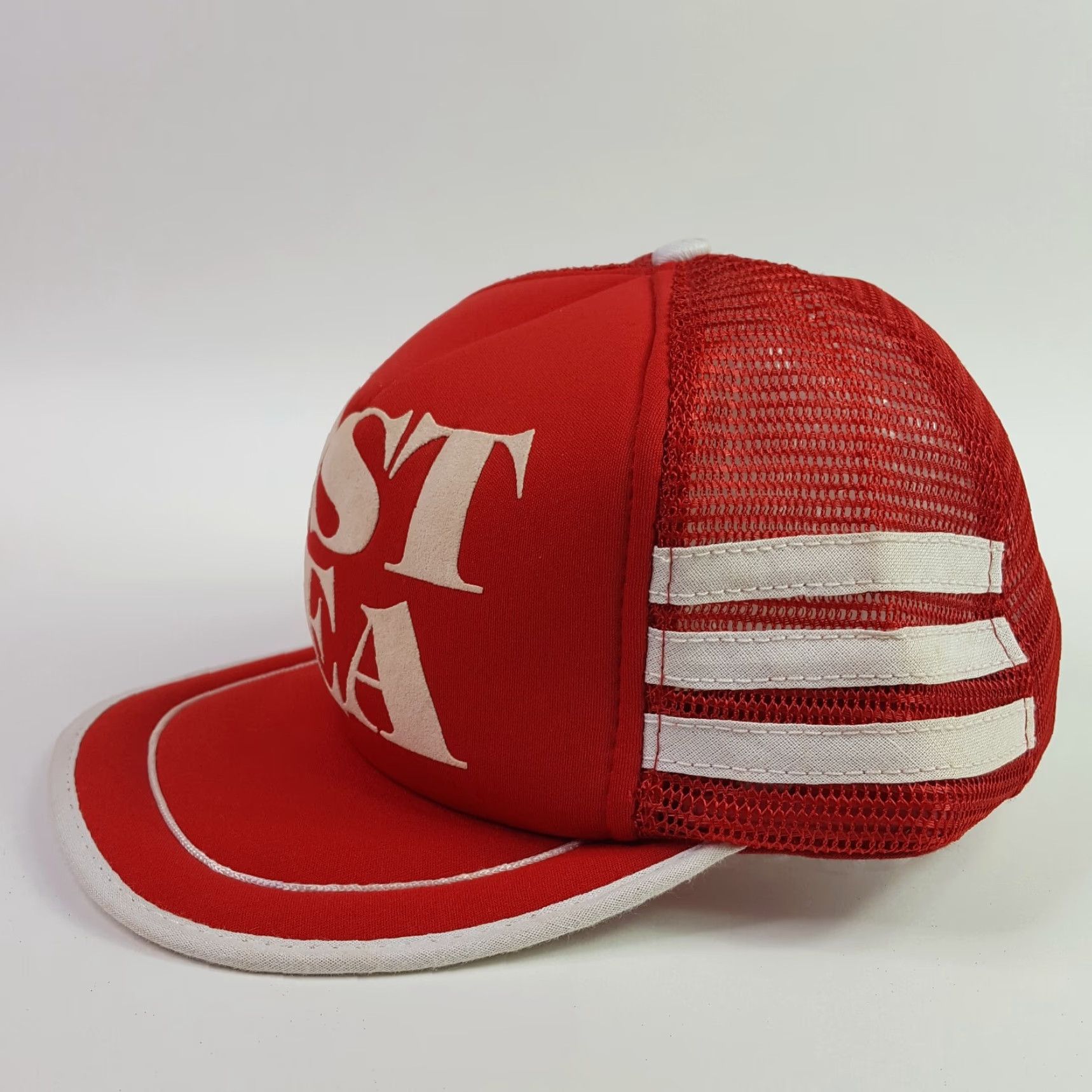 Vintage Vintage Lost Sea 3 Stripe Puff Print Trucker Hat Snapback Adjustable Foam Cap Size ONE SIZE - 4 Thumbnail