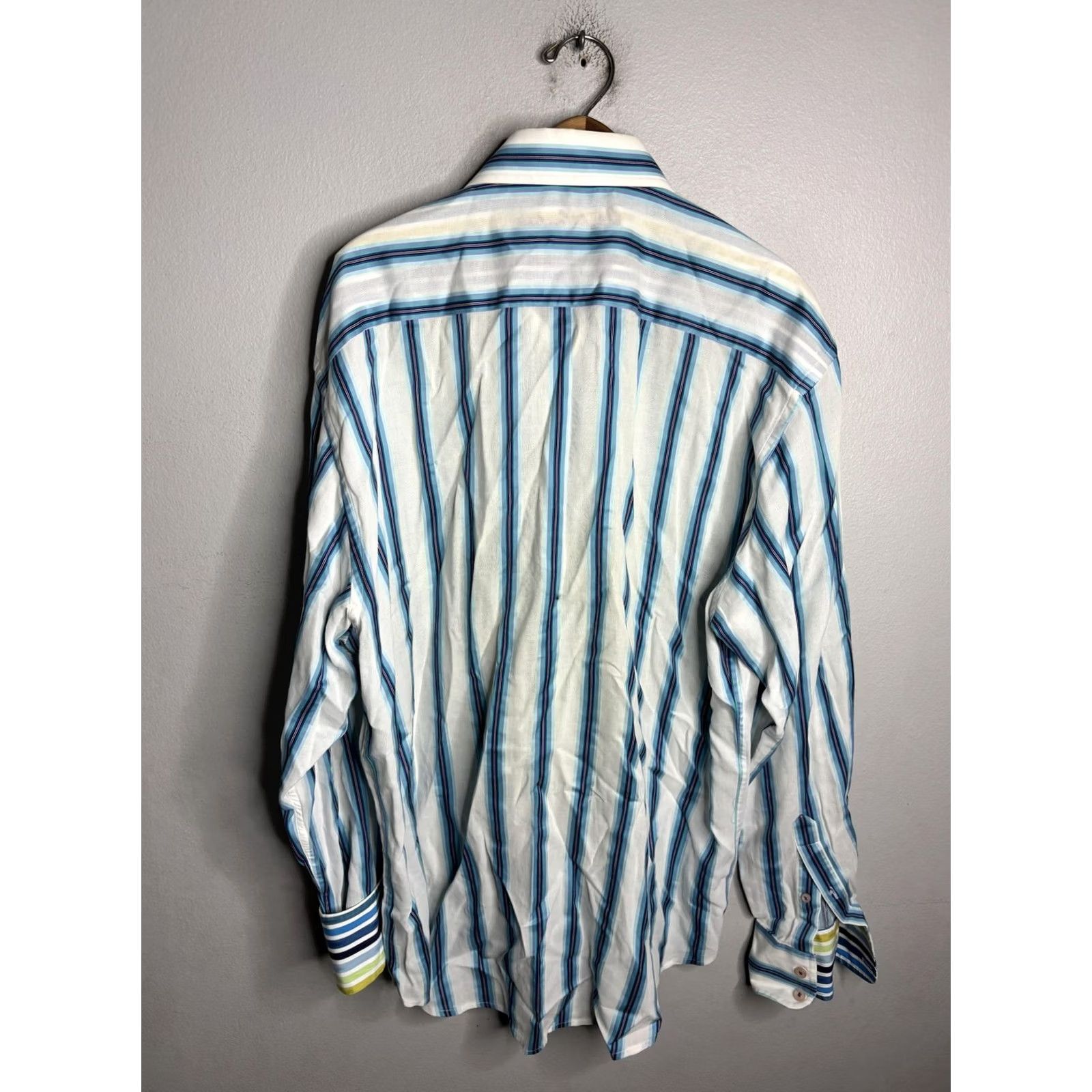 Robert Graham Robert Graham Shirt Mens L Blue White Striped Button Up Long Sleeve 6480 Size US L / EU 52-54 / 3 - 5 Thumbnail