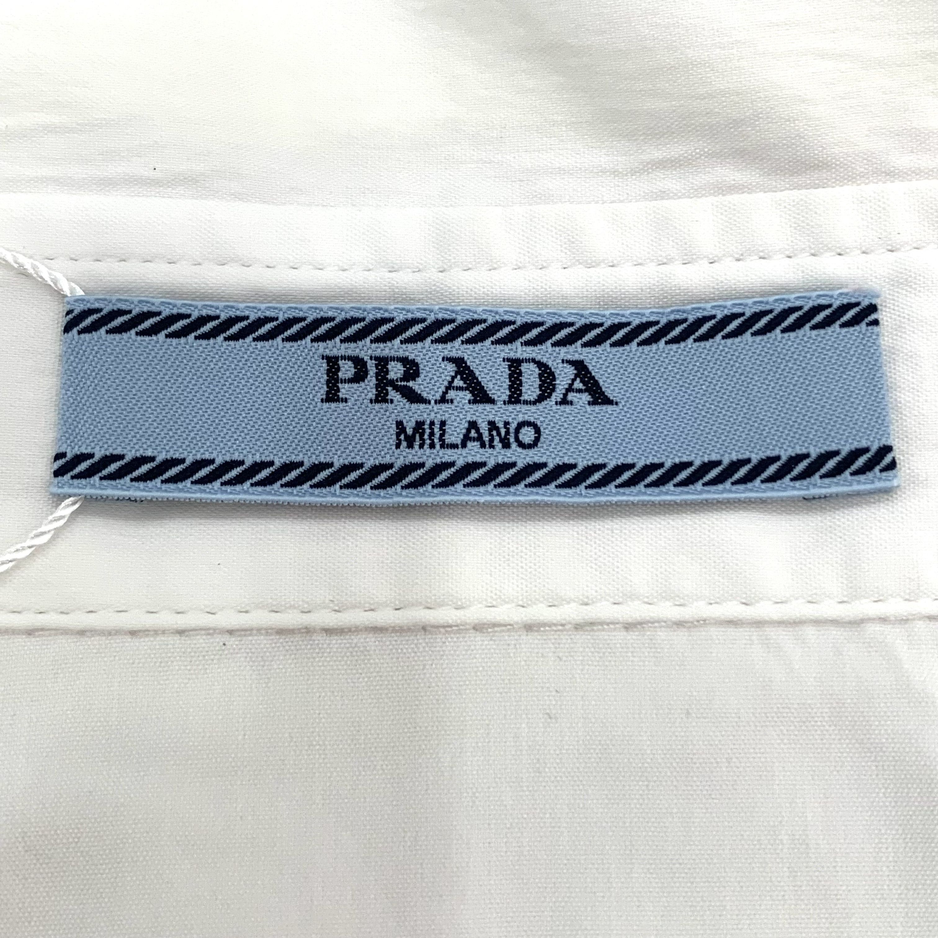 Prada Prada White Waist-Cut Cotton Long-Sleeve Shirt (M/40) Size M / US 6-8 / IT 42-44 - 2 Thumbnail