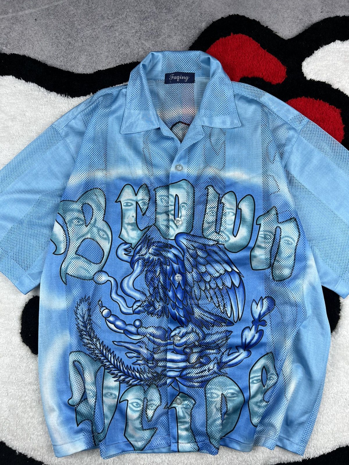 Vintage Vintage 90s Eagles Brown Graffiti Rap Y2K Shirt Size US L / EU 52-54 / 3 - 4 Thumbnail