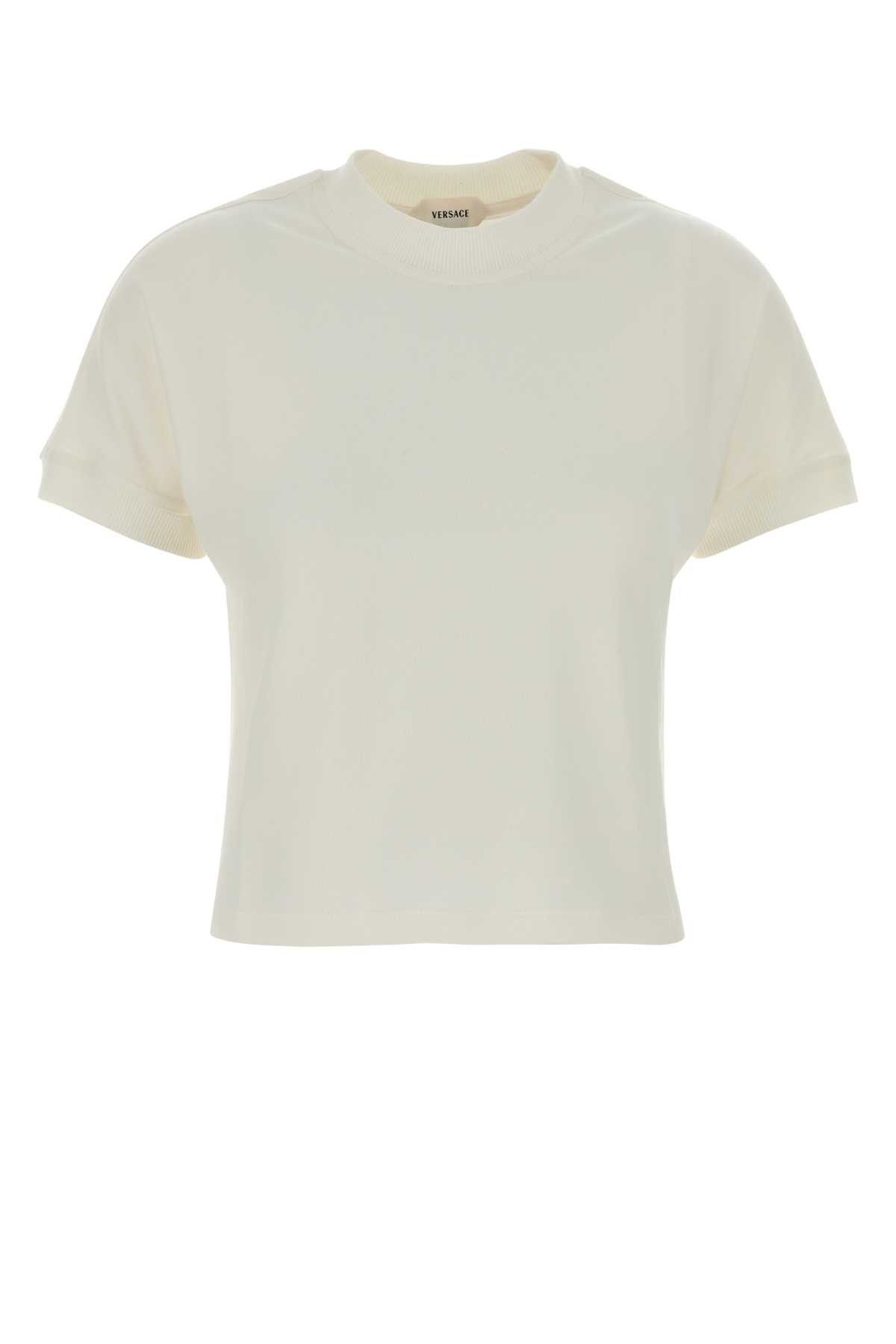 Versace Ivory Stretch Cotton T-Shirt Size M / US 6-8 / IT 42-44 - 1 Thumbnail
