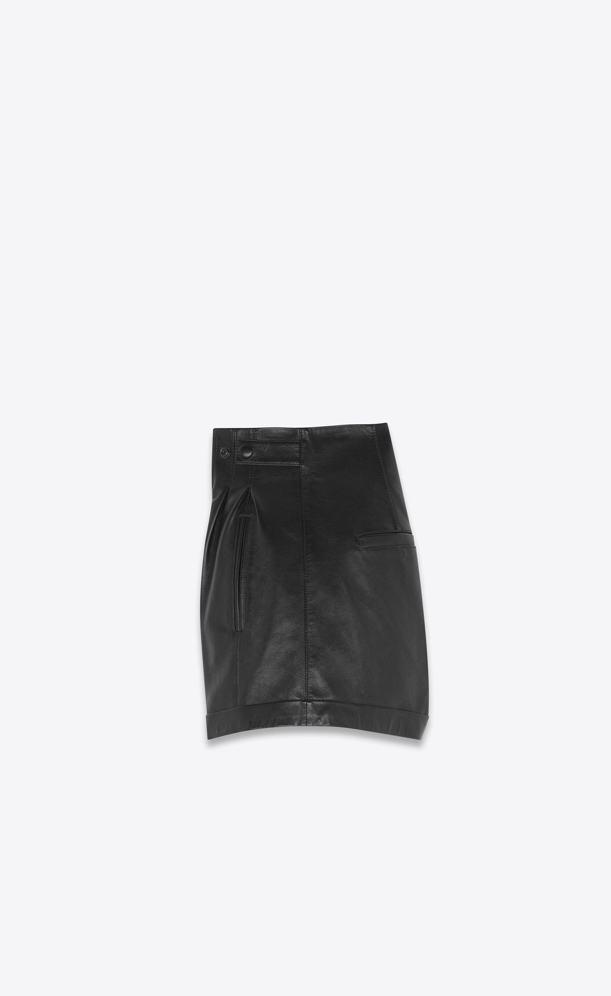 Saint Laurent Paris o1tp1o0125 High Waisted Shorts In Lambskin in Black Size 30" / US 8 / IT 44 - 2 Thumbnail