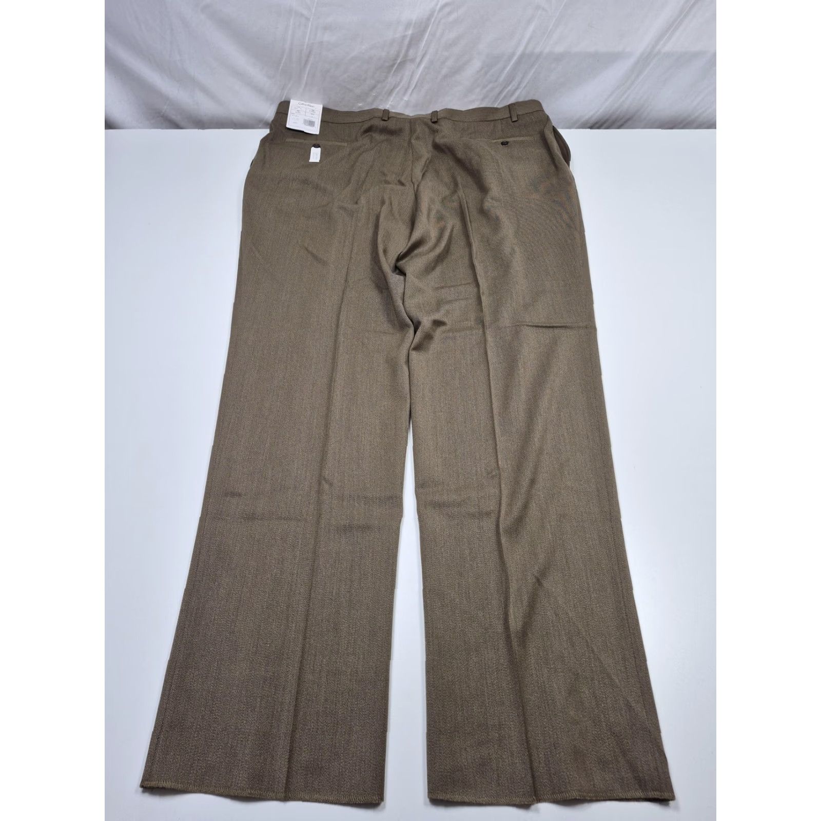 Calvin Klein Calvin Klein Dress Pants Mens 46 Wool Flat Front Straight Leg Brown NWT Unhemmed Classic Formal Business Pants Size US 30 / EU 46 - 6 Thumbnail