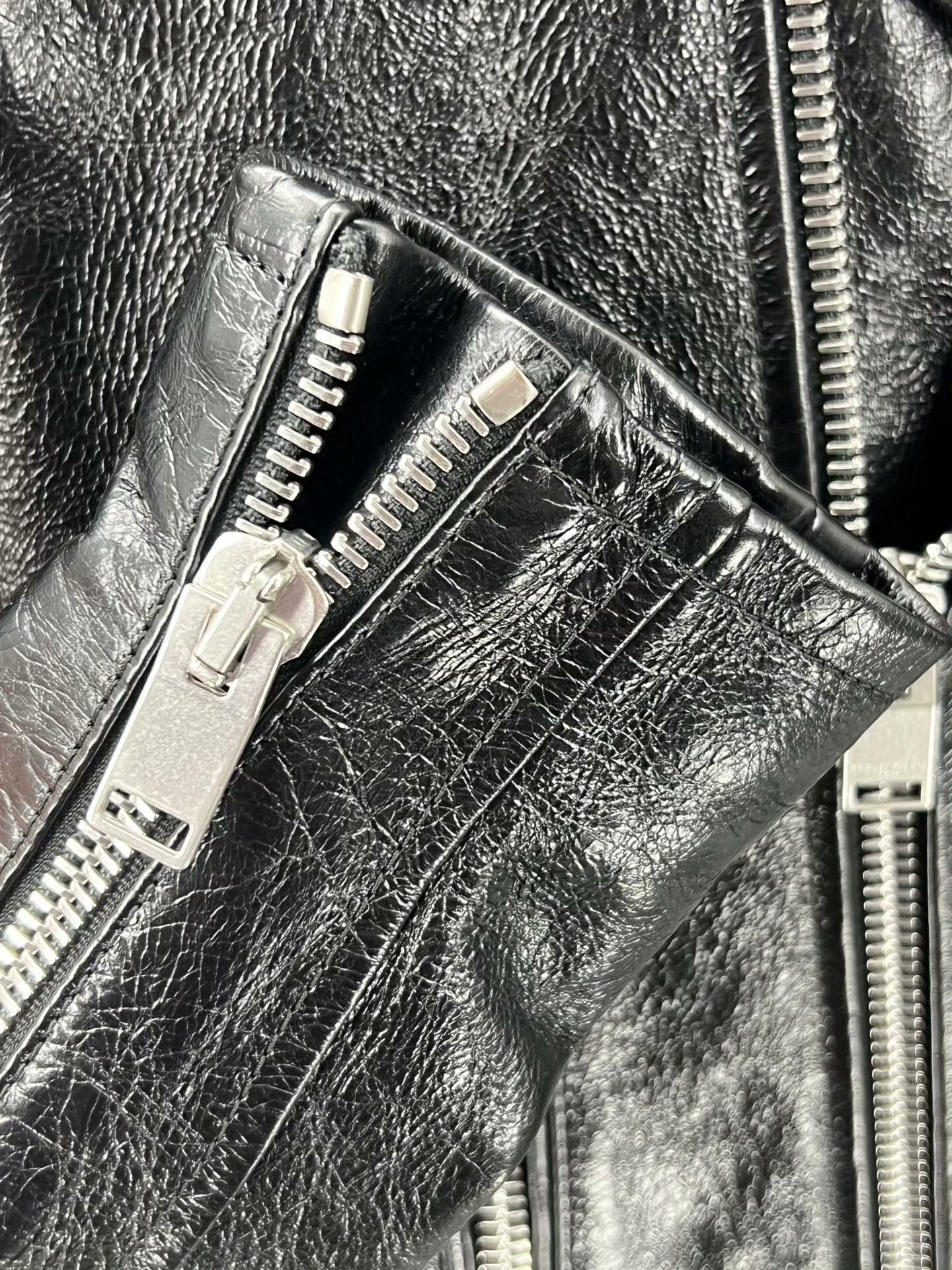 Yves Saint Laurent classic black leather biker jacket for men Size US M / EU 48-50 / 2 - 3 Thumbnail
