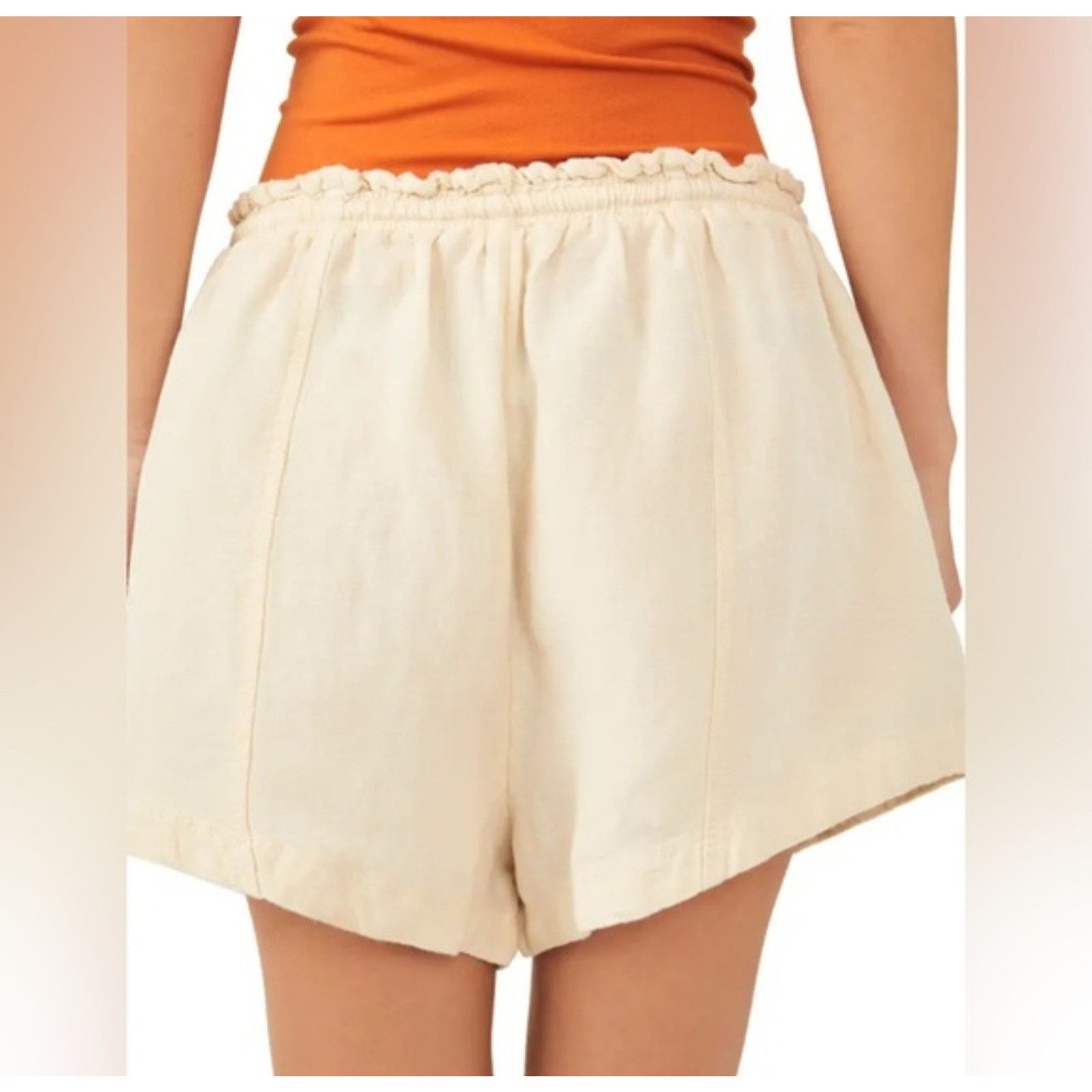 Free People WeThe Free People Mirella Linen & Cotton Drawstring Shorts S Size 27" / US 4 / IT 40 - 4 Thumbnail