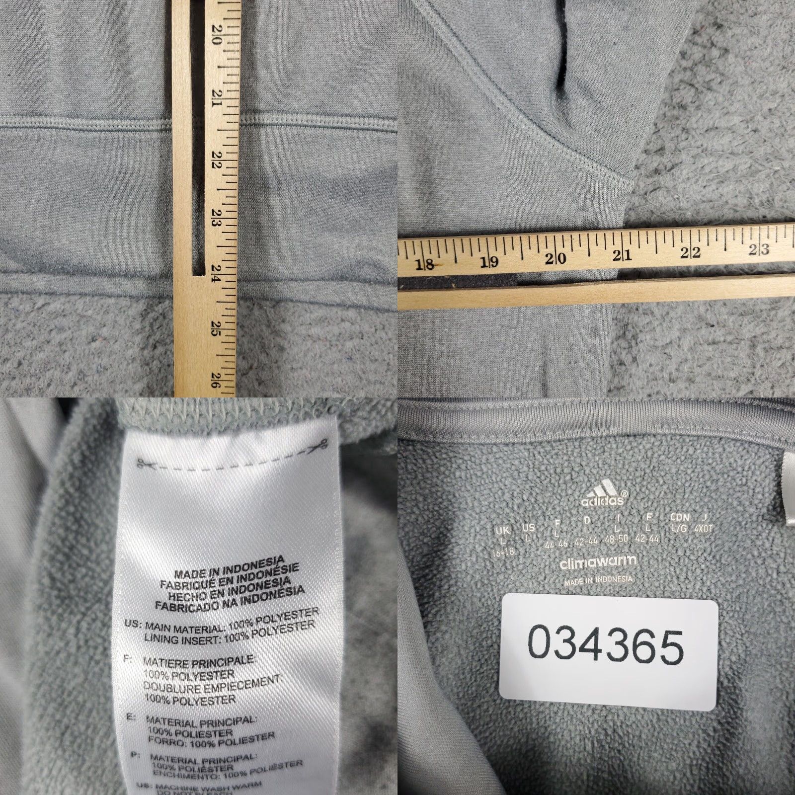 Adidas Adidas Women's Large Gray Pullover Hoodie Sweatshirt Ladies Size L / US 10 / IT 46 - 8 Thumbnail