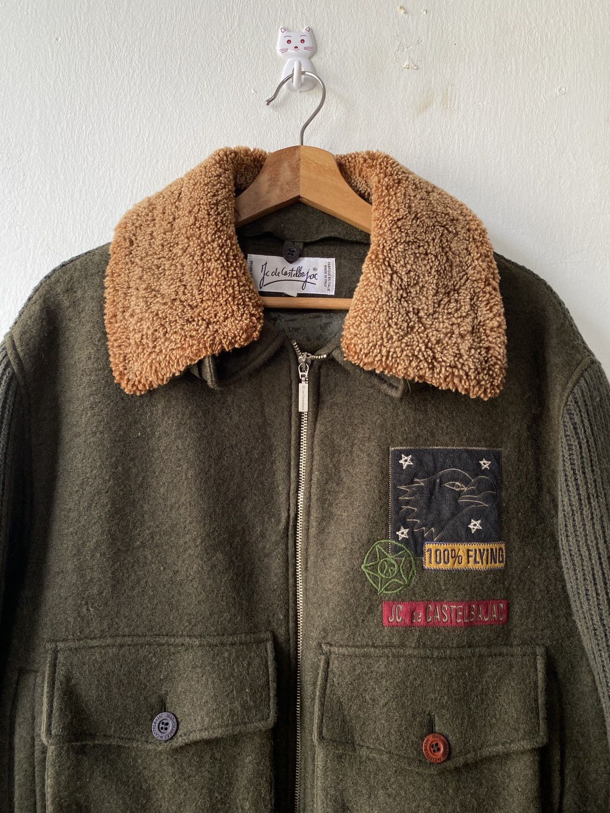 Jean Charles De Castelbajac × Vintage 1980s - Jean De Castelbajac Wool/Knit Flying Fur Jacket Size US L / EU 52-54 / 3 - 10 Thumbnail