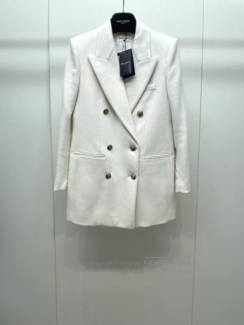 Saint Laurent Paris Saint Laurent Paris White double-breasted wool tweed suit Size XS / US 0-2 / IT 36-38 - 1 Thumbnail