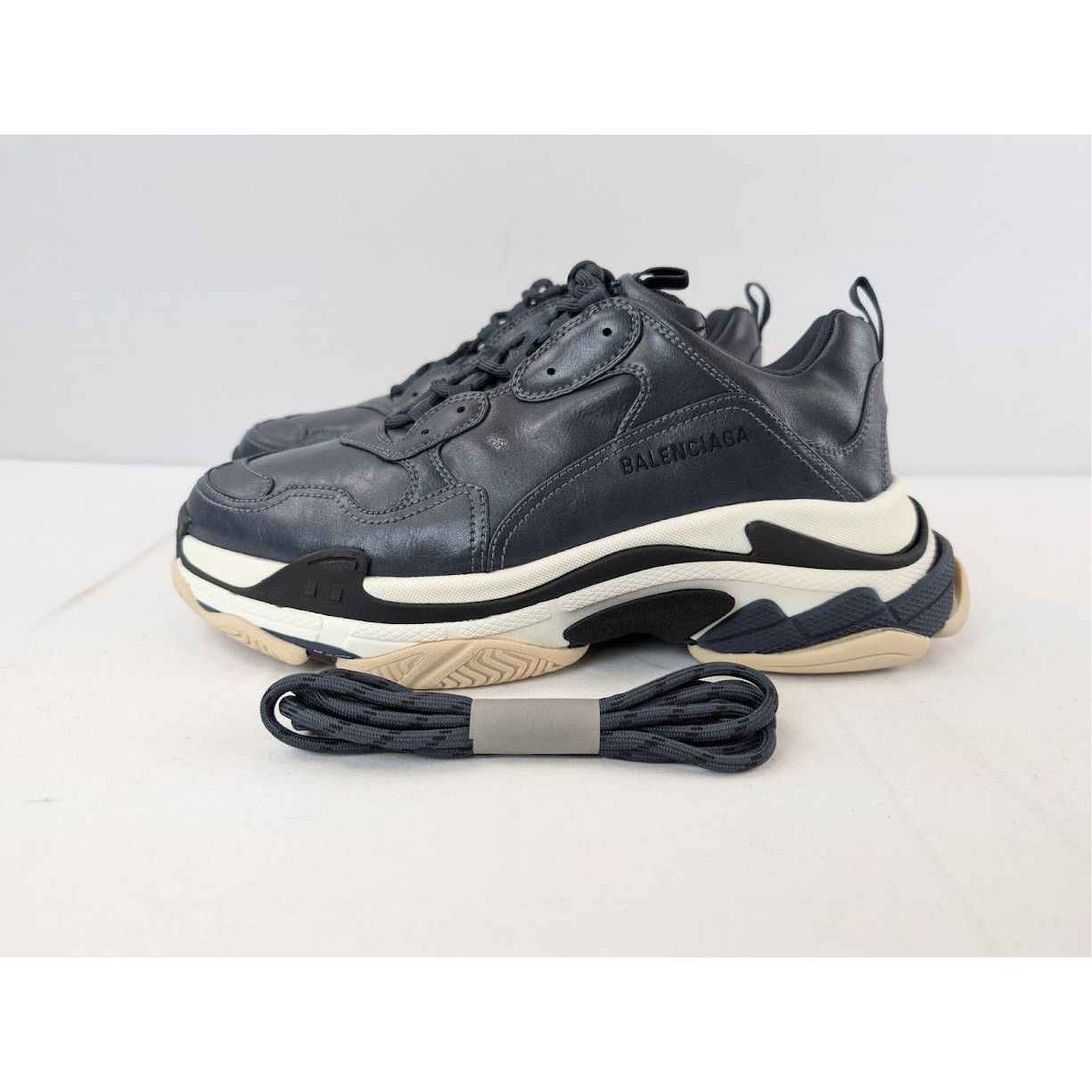Balenciaga o1rshd1 Triple S Logo Type Sneakers in Blue/Sand Size US 13 / EU 46 - 10 Thumbnail