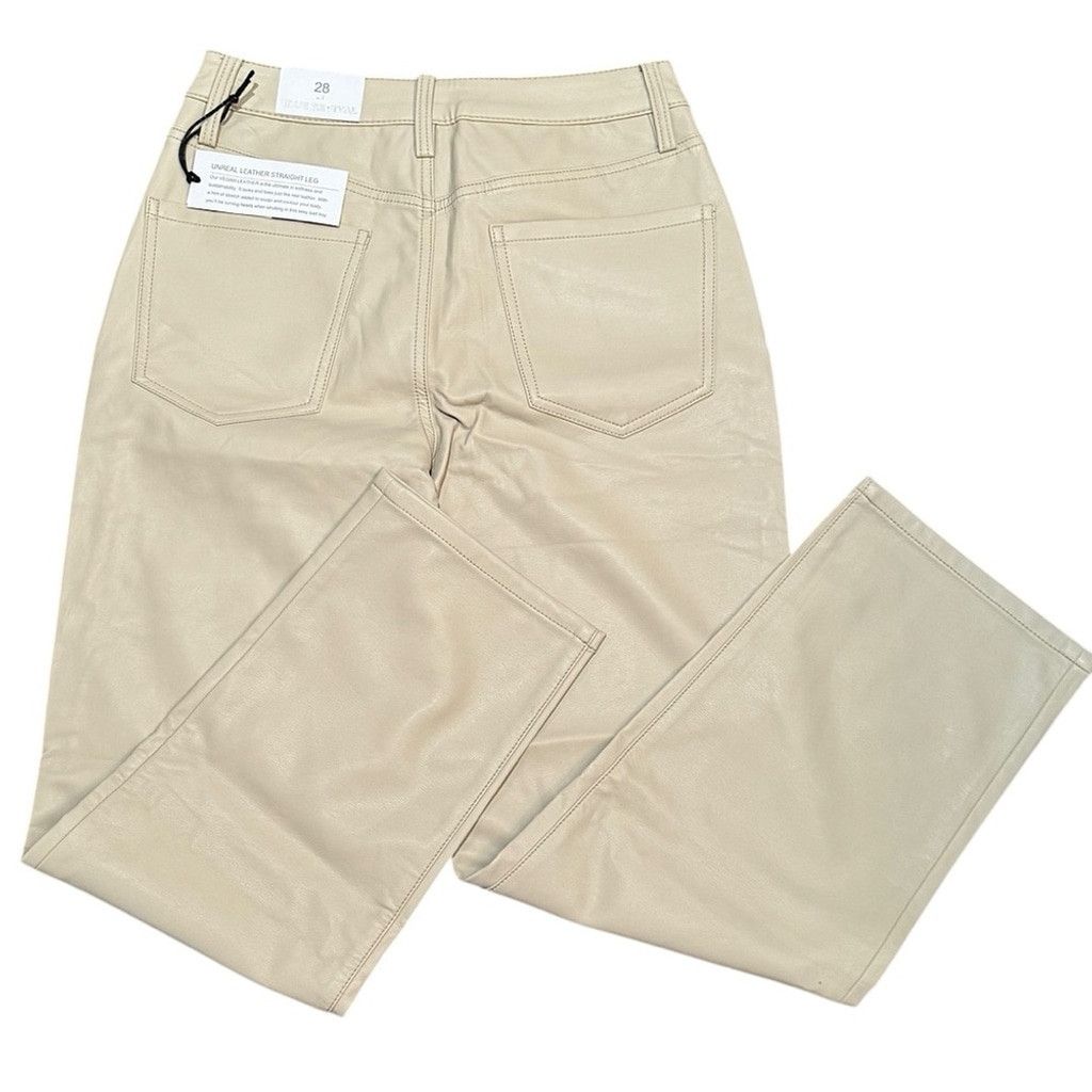 Other Blue Revival UNREAL Vegan LEATHER STRAIGHT LEG IN BONE SZ 28 Size 28" / US 6 / IT 42 - 6 Thumbnail
