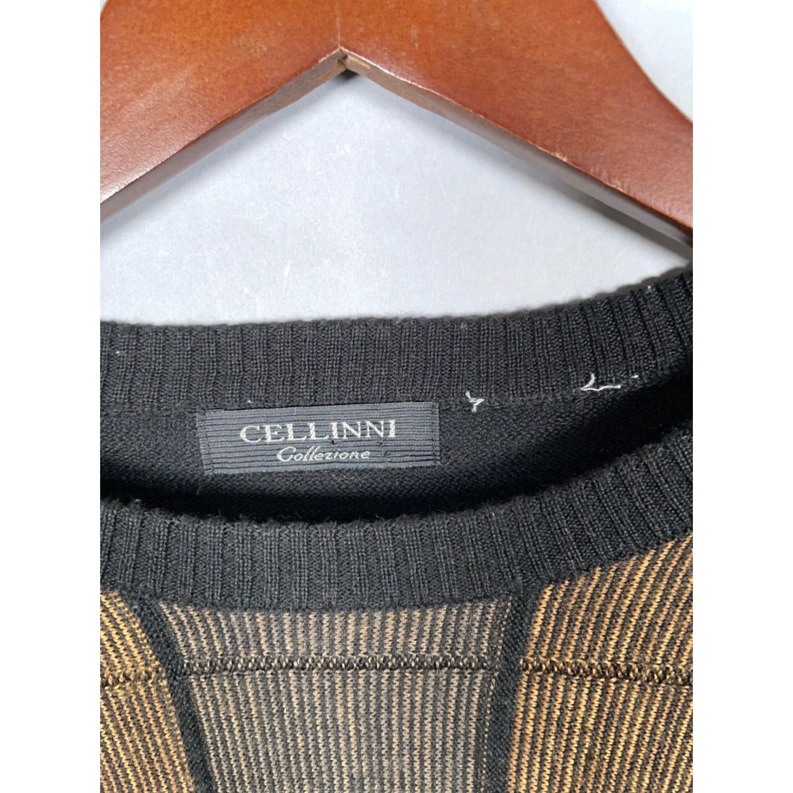 Vintage Cellinni Collezione Wool Blend Sweater Adult XL Black Textured Stripe Knit Crew Neck Pullover Mens Size US XL / EU 56 / 4 - 3 Thumbnail