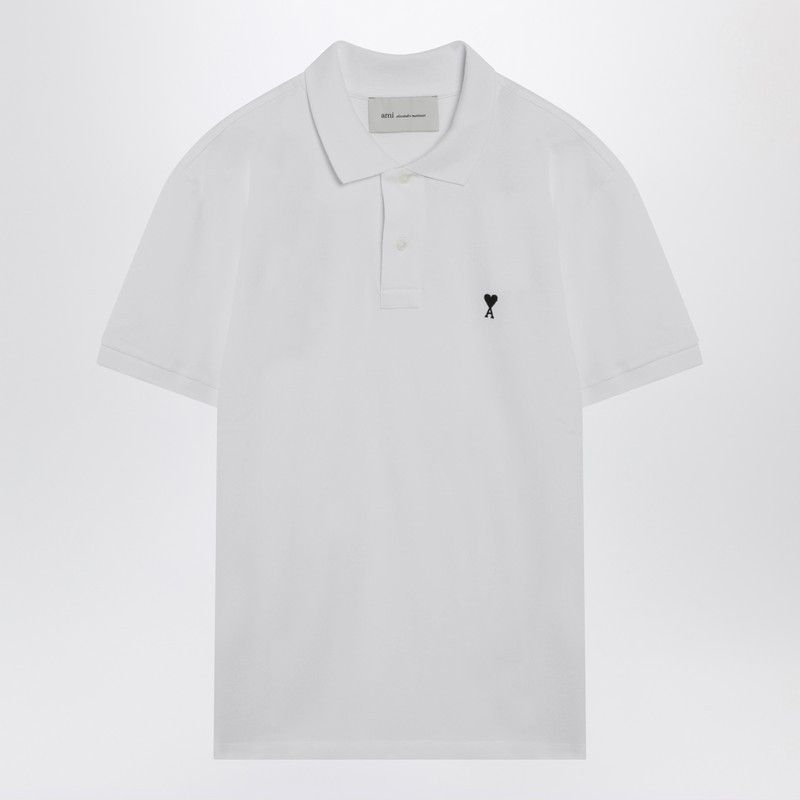 AMI Ami Paris White Ami De Coeur Polo Shirt Size US M / EU 48-50 / 2 - 1 Thumbnail