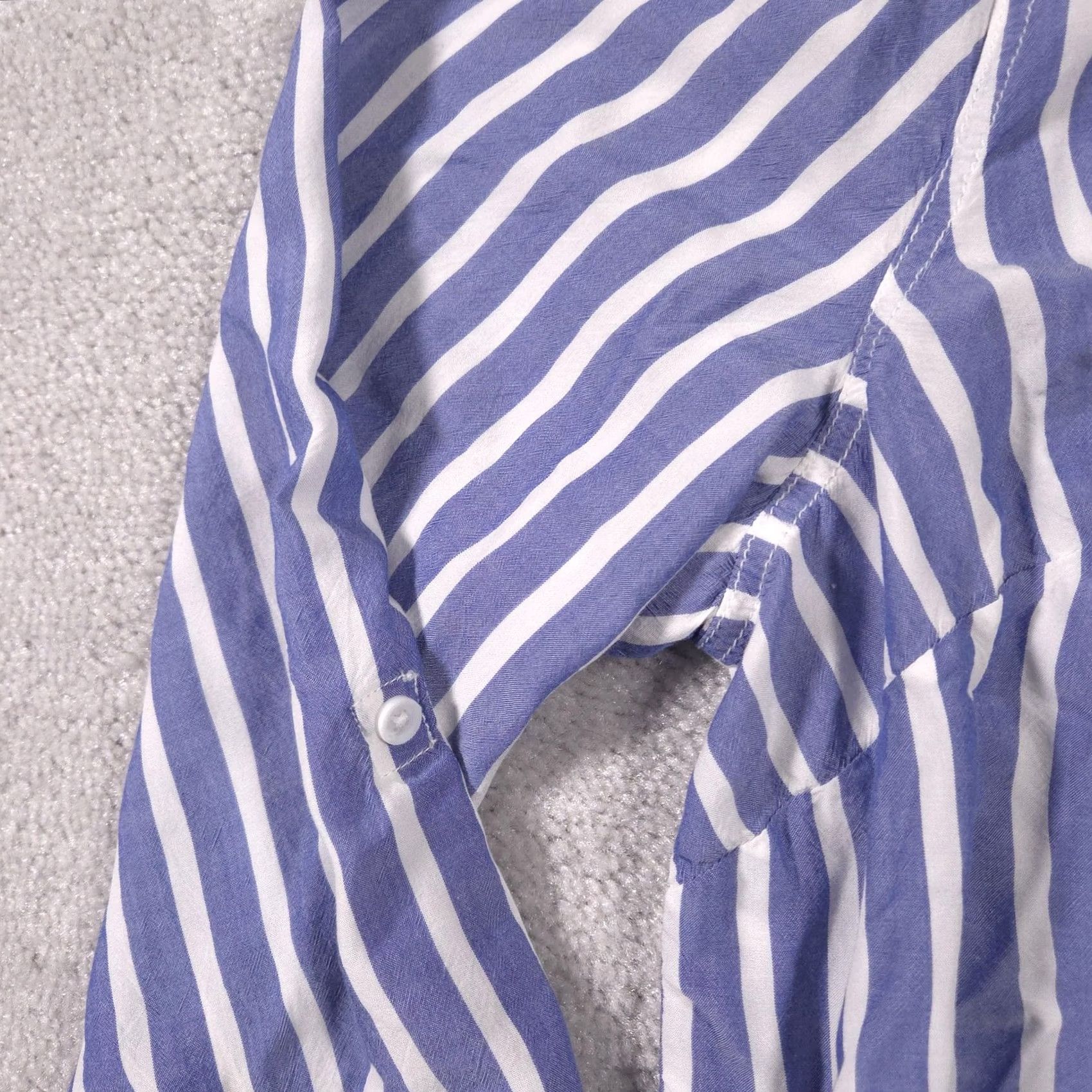 Vintage Beachlunchlounge Shirt Womens 2X Blue White Stripe Button Front Viscose Top Size XXL / US 16-18 / IT 52-54 - 6 Thumbnail