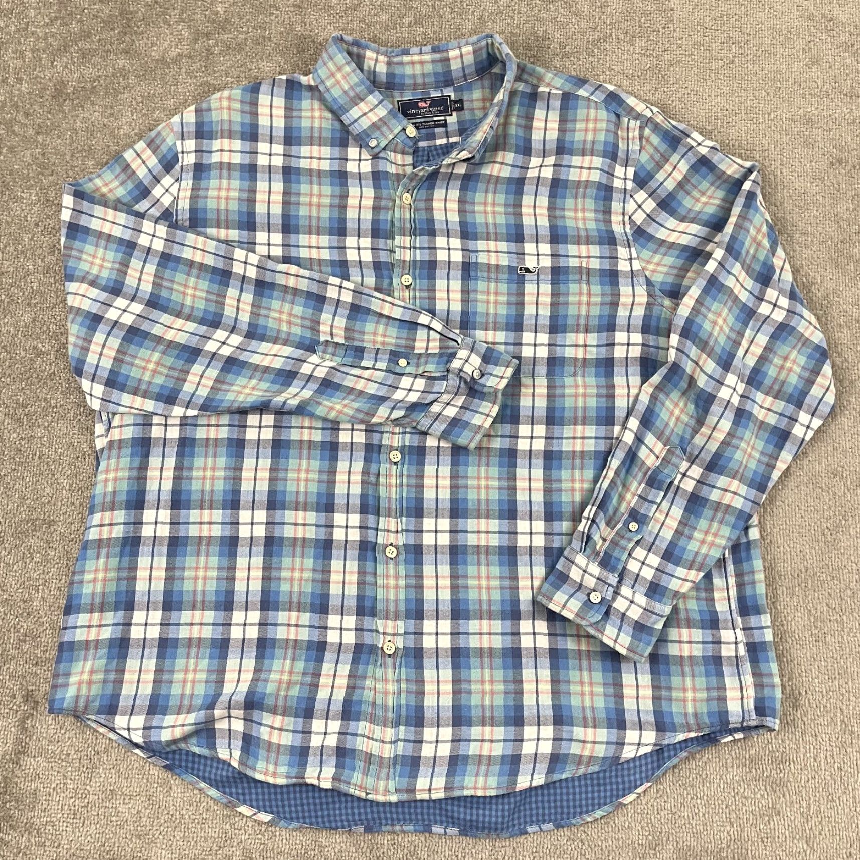 Vineyard Vines Vineyard Vines Tucker Shirt Mens 2XL Slim Fit Blue Plaid Button Up Preppy Shirt Size US XXL / EU 58 / 5 - 2 Thumbnail