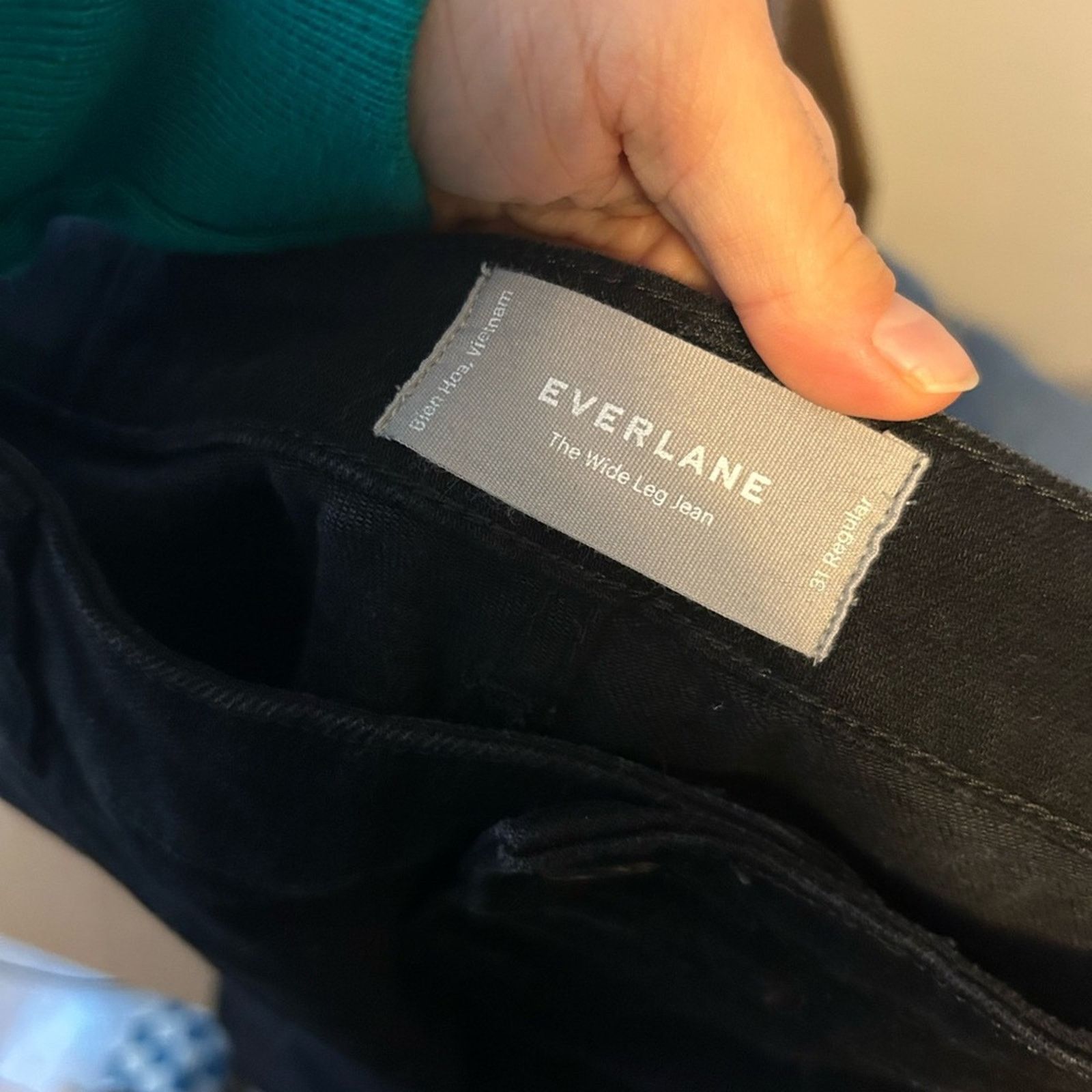 Everlane Everlane Button Fly Black Wide Leg Jeans Size 31" - 3 Thumbnail