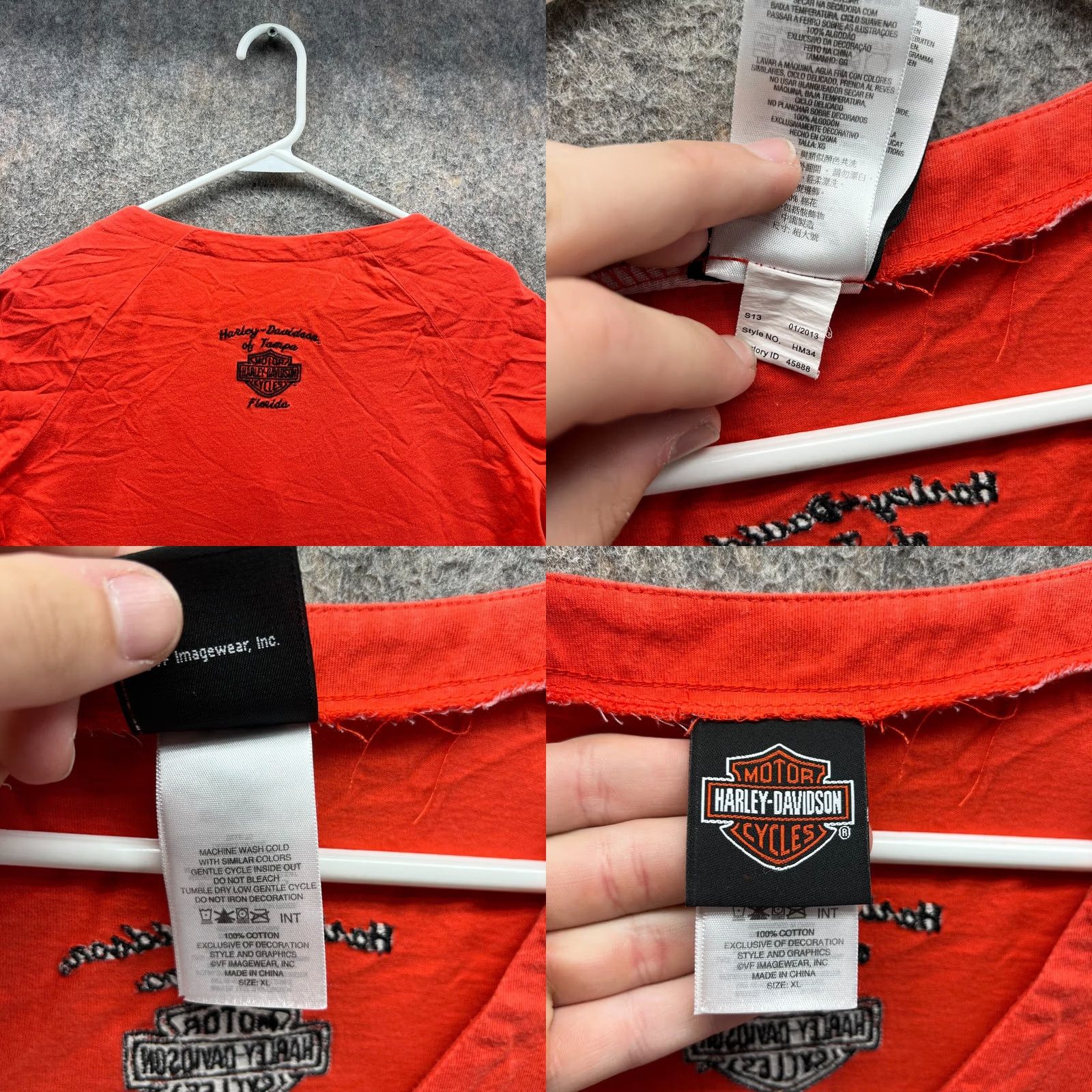 Harley Davidson VINTAGE Harley-Davidson Shirt Women XL Orange Solid 100% Cotton Short Sleeve Round Neck T-Shirt 60s-90s Inspired Size XL / US 12-14 / IT 48-50 - 8 Thumbnail