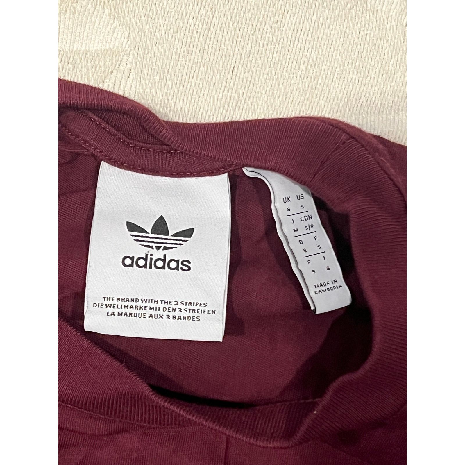 Adidas Adidas Burgundy Three Stripe T-Shirt Mens S Size US S / EU 44-46 / 1 - 3 Thumbnail