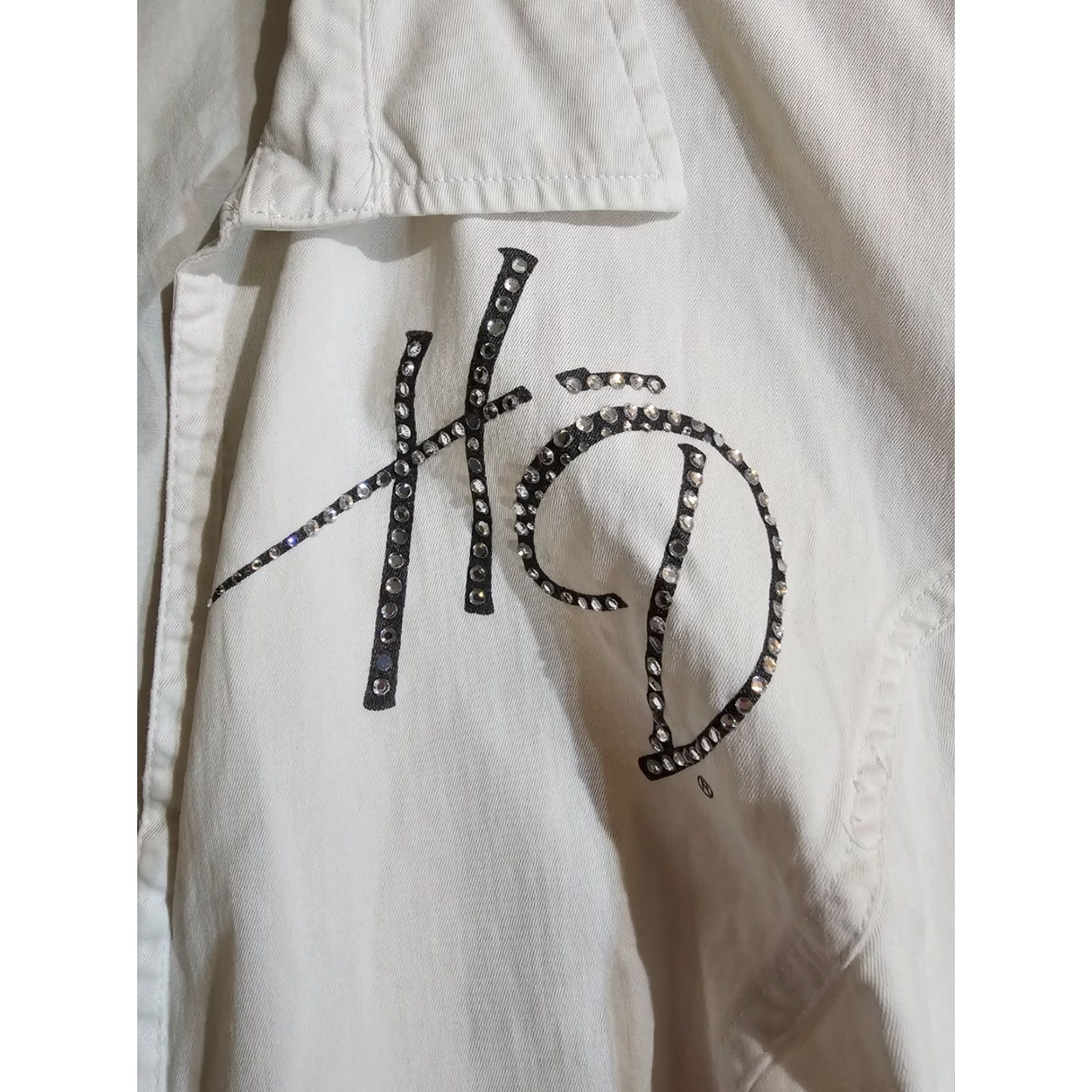 Harley Davidson Harley Davidson HD Embellished White Short Sleeve Full Zip Shirt Women's 3W Rhinestones Size XS / US 0-2 / IT 36-38 - 7 Thumbnail