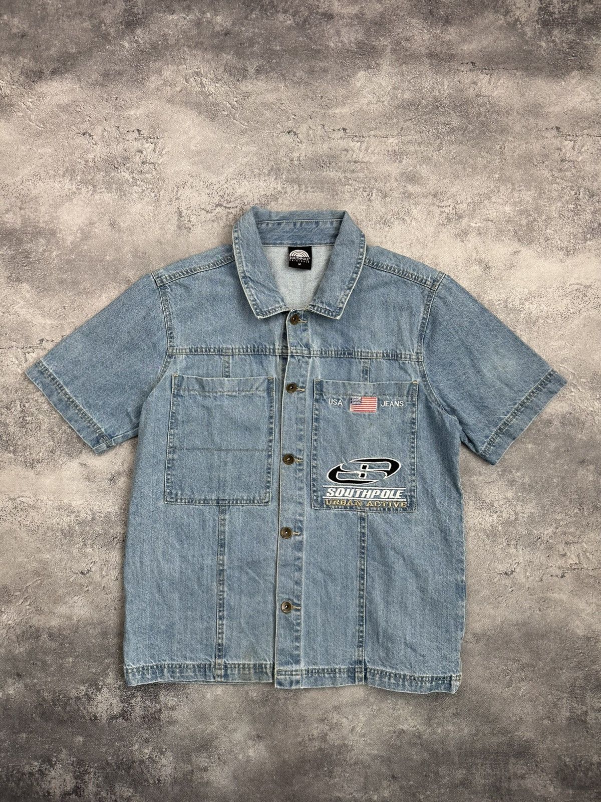 Southpole Vintage Y2K Southpole USA Jeans Blue Denim Button Up Shirt Size US M / EU 48-50 / 2 - 1 Thumbnail