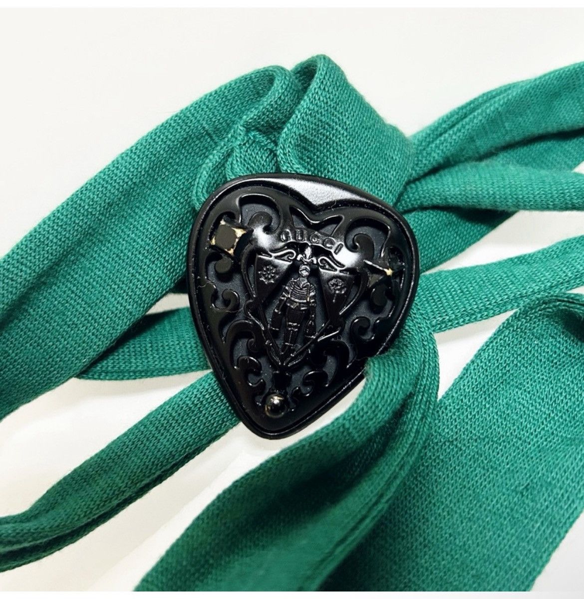 Gucci Authentic Gucci Rare Hysteria Black Heart & Teal Wool Belt Size ONE SIZE - 3 Thumbnail