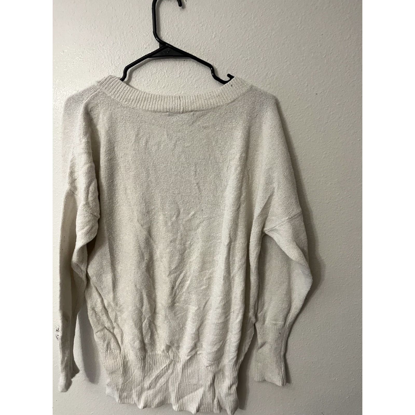 Express Express Womens Pullover Sweater Long Sleeve V Neck Knit Size Medium Ivory White Size M / US 6-8 / IT 42-44 - 2 Thumbnail