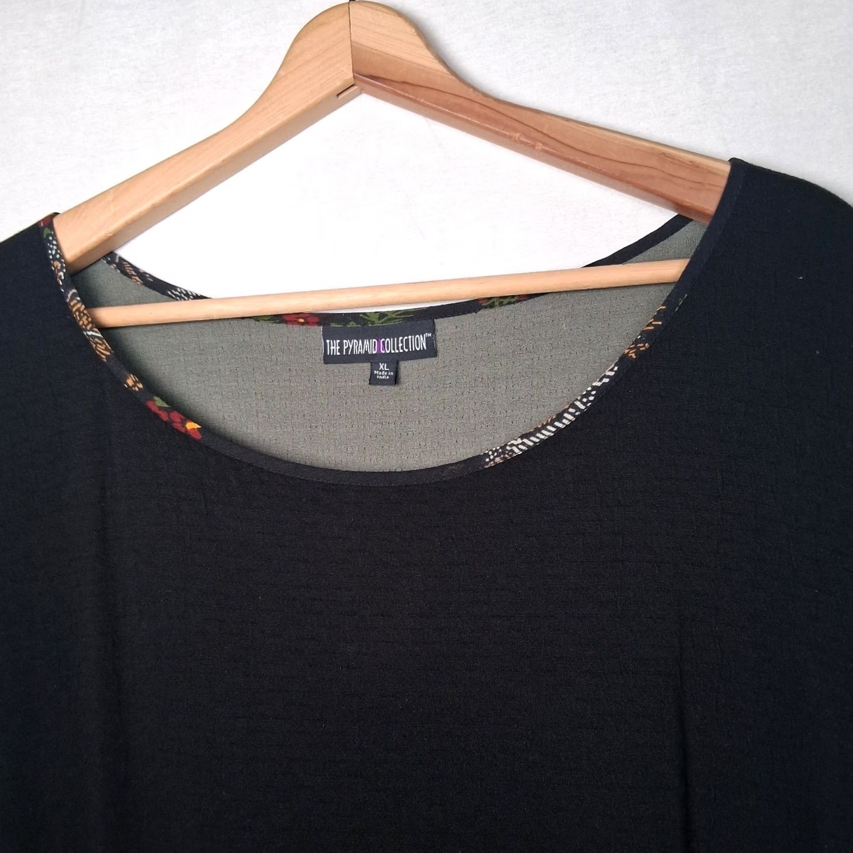Vintage VINTAGE The Pyramid Collection Dress XL Black Knit Sheer Floral Long Slv Whimsigoth Witchy Size XL / US 12-14 / IT 48-50 - 4 Thumbnail