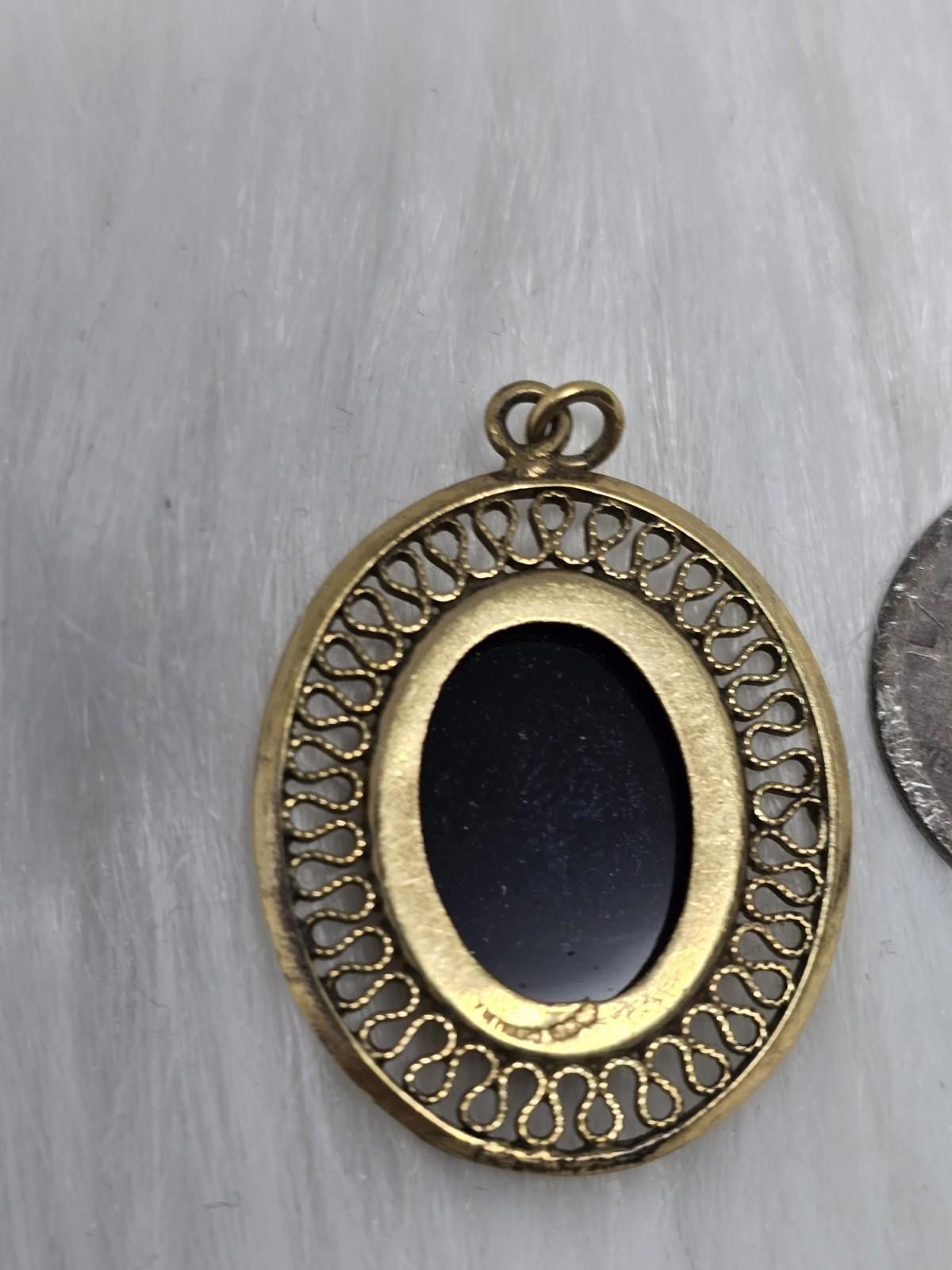 Other Vintage Winard 12K GF Black Onyx Oval Filigree Pendant Size ONE SIZE - 5 Thumbnail