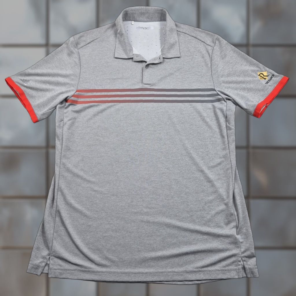 Adidas Adidas Golf Polo Shirt Mens Large Gray Stripe Climachill Performance Breathable Moisture Wicking Short Sleeve Polo S/S Mens Regular 100% Polyester Size US L / EU 52-54 / 3 - 1 Thumbnail