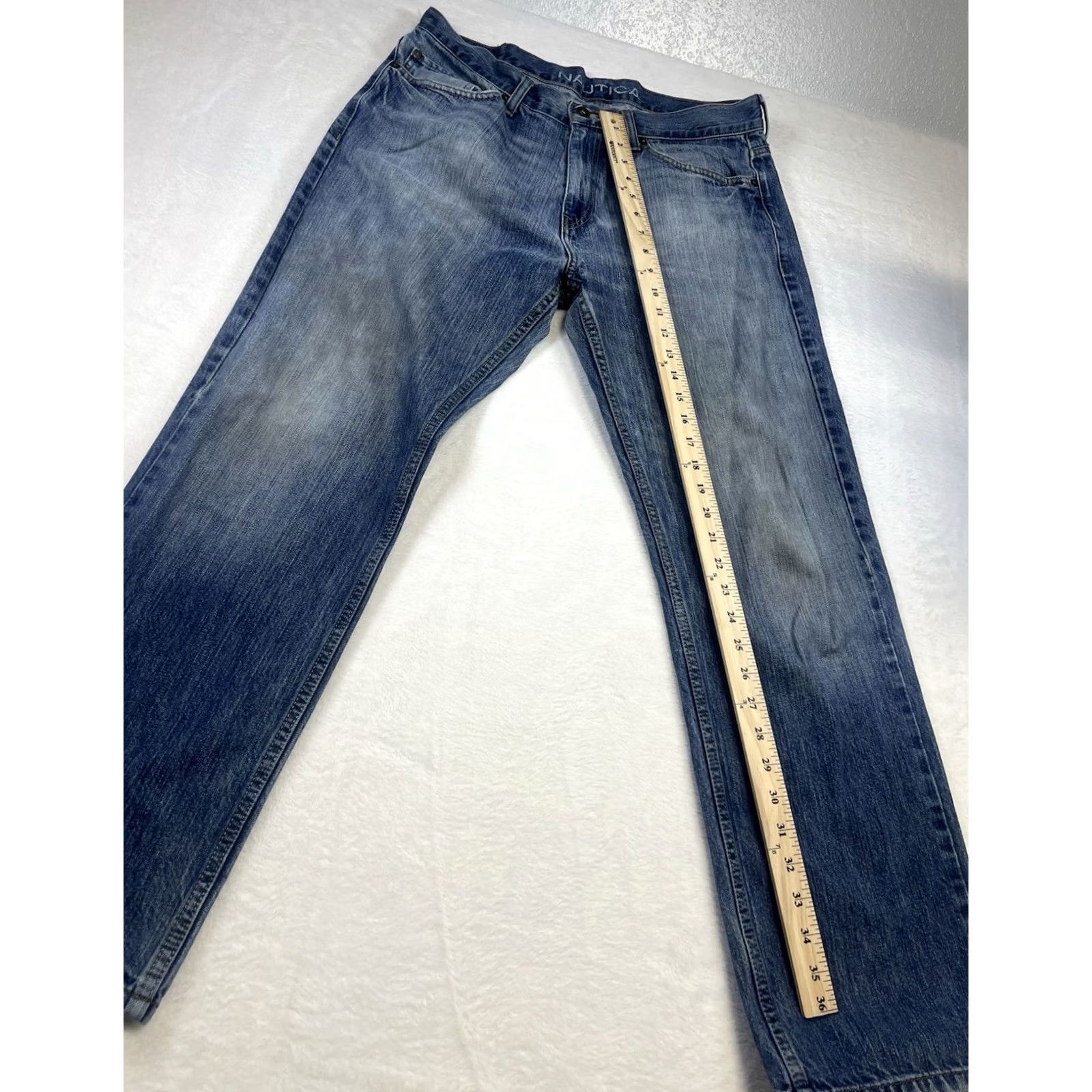 Nautica Nautica Jeans Relaxed Fit Straight 34x30 Denim Medium Wash Blue Logo 5-Pocket Mens Jeans Regular Mens Size US 34 / EU 50 - 7 Thumbnail