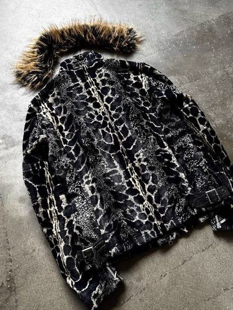 Tornado Mart TORNADO MART 2000s Detachable Fur Collar Leopard Jacket Size US L / EU 52-54 / 3 - 5 Thumbnail