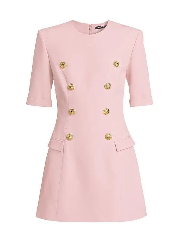Balmain o1s1wg110725 Mini Dress With Textured Pattern in Light Pink Size M / US 6-8 / IT 42-44 - 1 Thumbnail