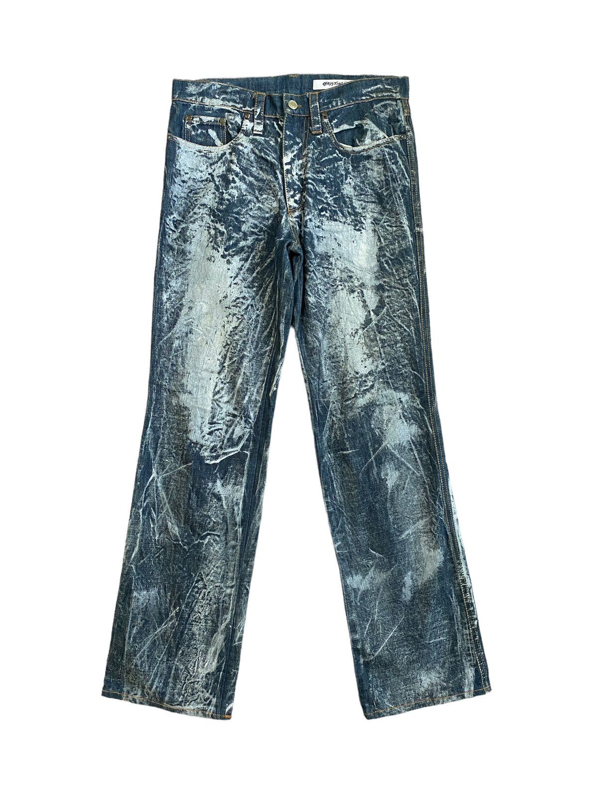 image of Italian Designers Vintage Christian Faggi Paint Splashes Denim Jeans in Blue, Men's (Size 30)