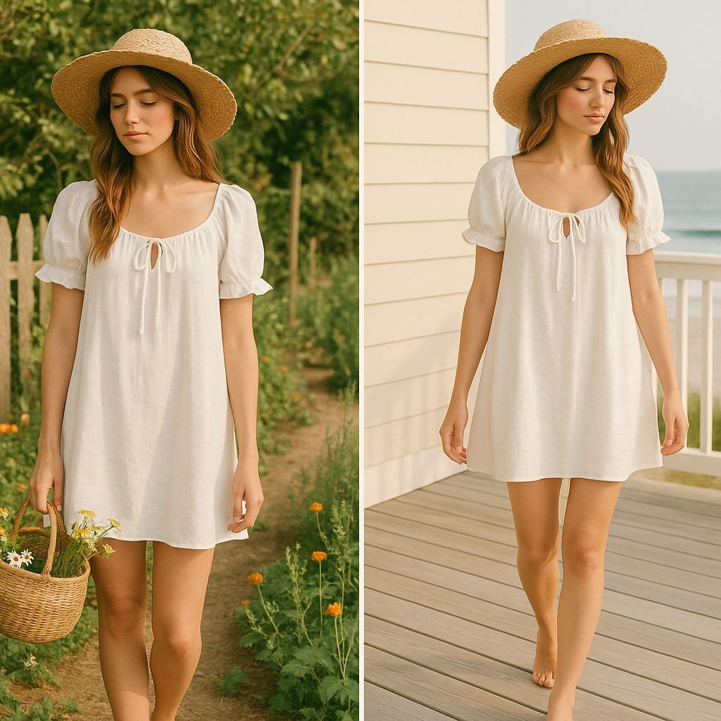 Other Sadie & Sage Cream Mini M Cottagecore Romantic Summer Peasan Size M / US 6-8 / IT 42-44 - 1 Thumbnail