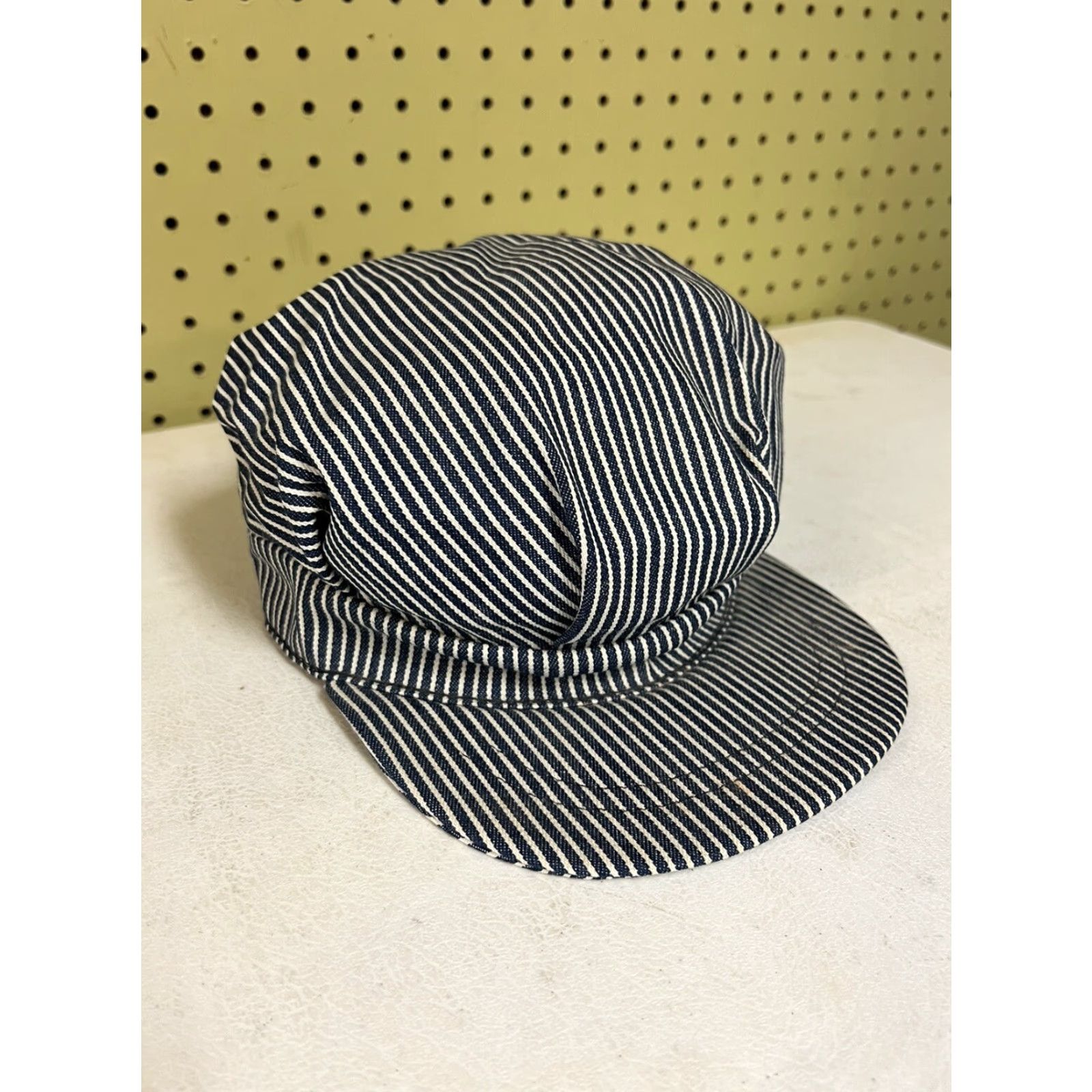 Vintage VINTAGE United Hatter Cap & Millery Hat Conductor Ball Train Striped Denim Cotton Blue Small Unisex Adults Men Women Cap & Millery Conductor Hat Size ONE SIZE - 2 Thumbnail