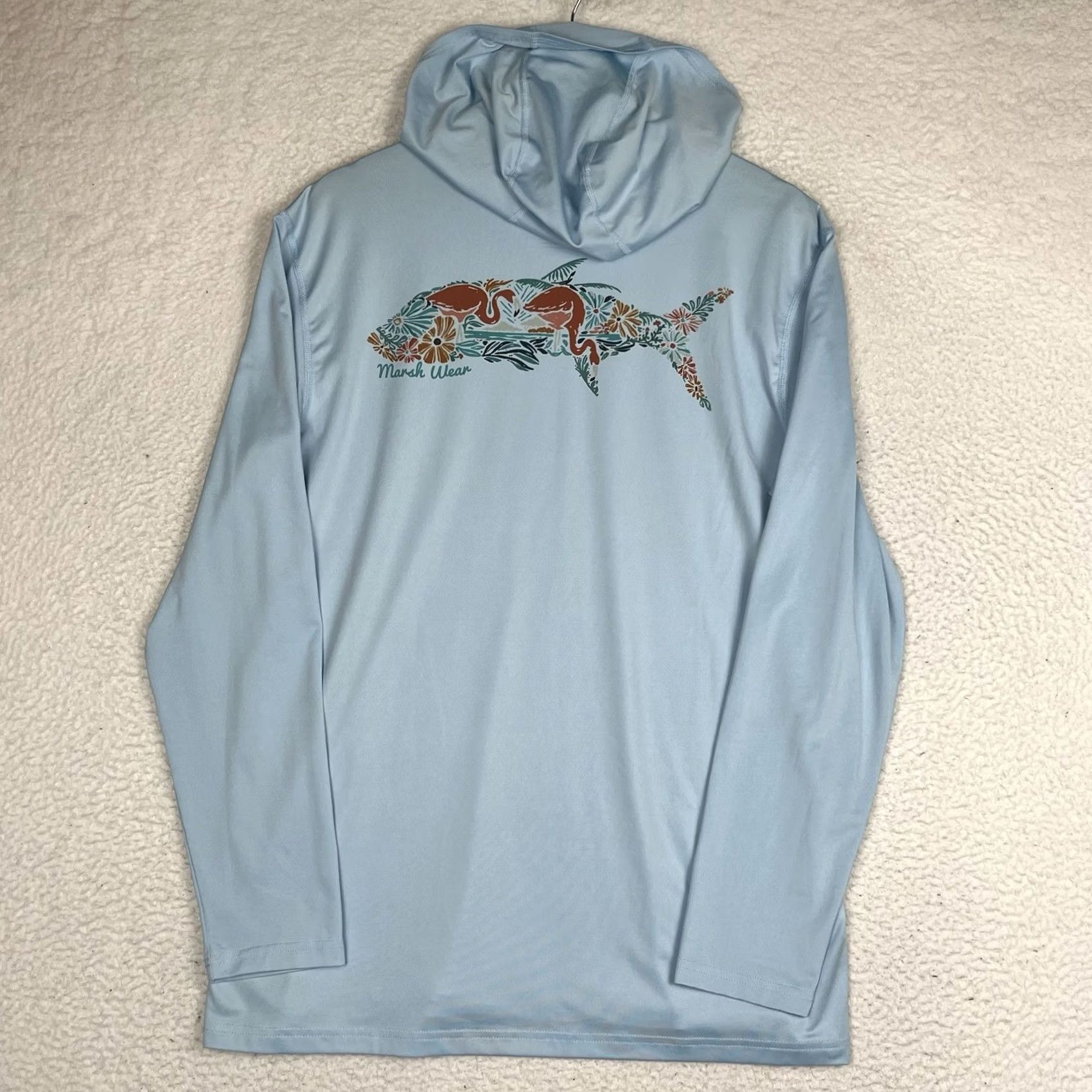 Vintage Marsh Wear Tropics Tech Hoodie Mens Large Blue Performance Fish Stretch UPF40 Size US L / EU 52-54 / 3 - 4 Thumbnail
