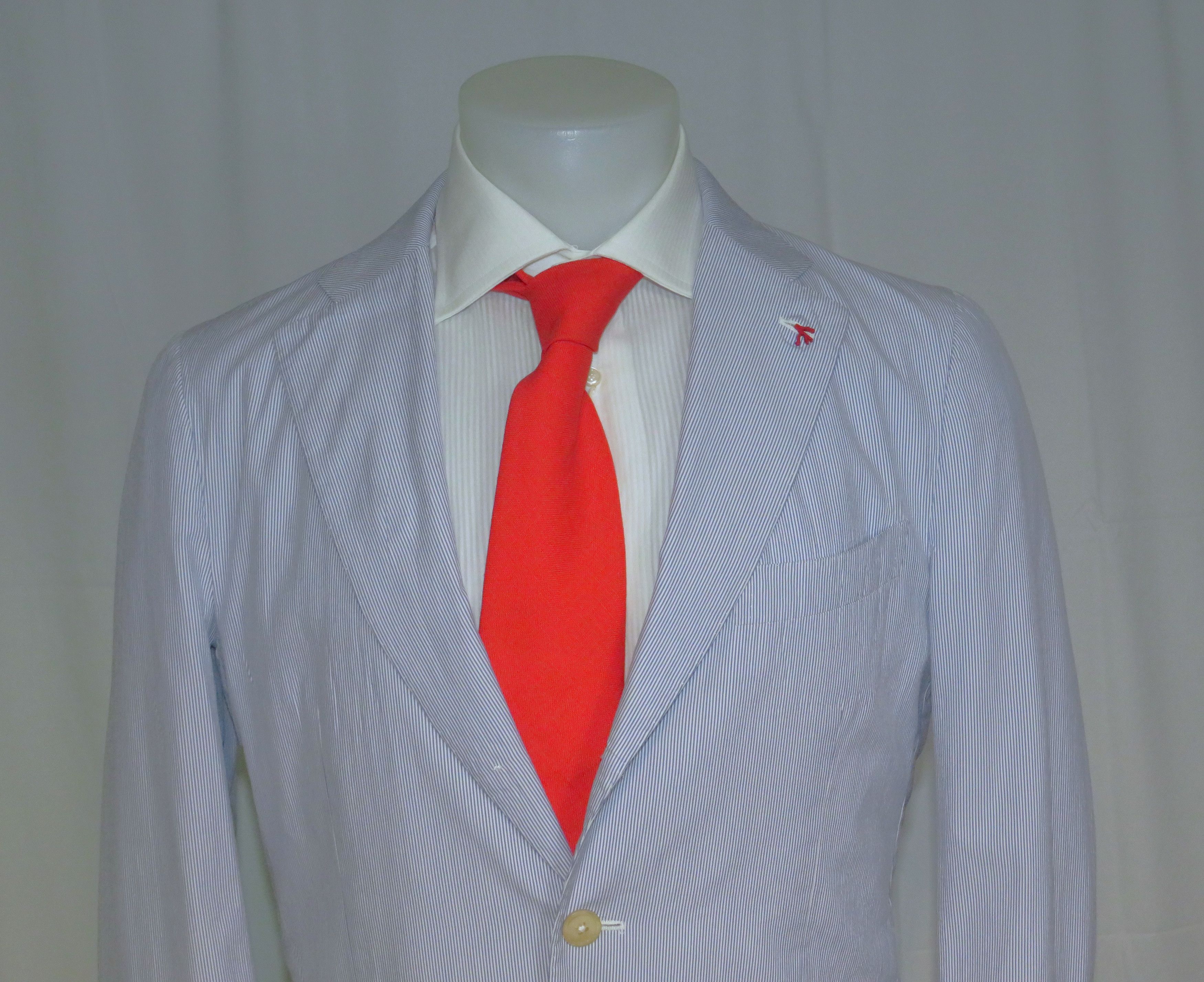 Isaia Sailor Seersucker Blue Stripe Current Three/Two Blazer 42R Size 42R - 2 Thumbnail