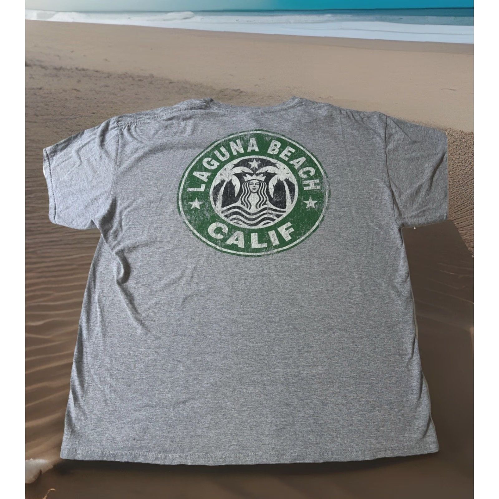 Gildan VINTAGE Starbucks Coffee Laguna Beach California Logo Tee Shirt Adult XL Gray Tee Shirt Graphic Print Logo Coffee 80s 90s Mens Womens Unisex Adults Size US XL / EU 56 / 4 - 2 Thumbnail