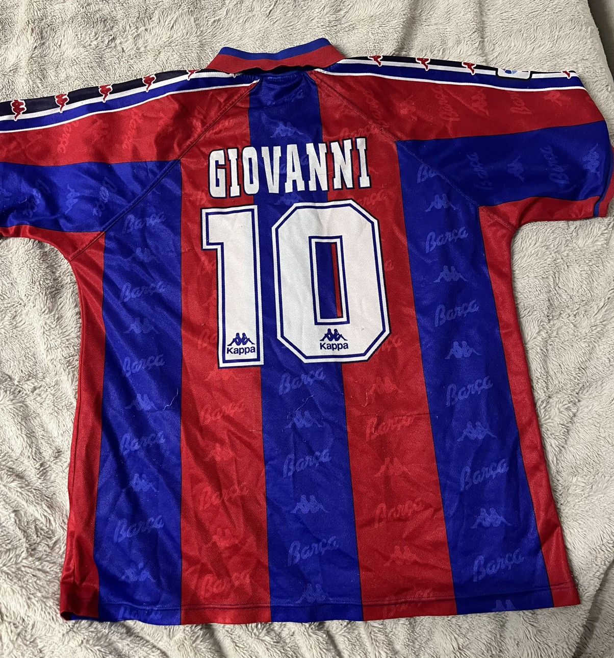 Kappa 1996-1997 FC Barcelona #10 Giovanni Football Jersey Vintage Size US XL / EU 56 / 4 - 2 Thumbnail