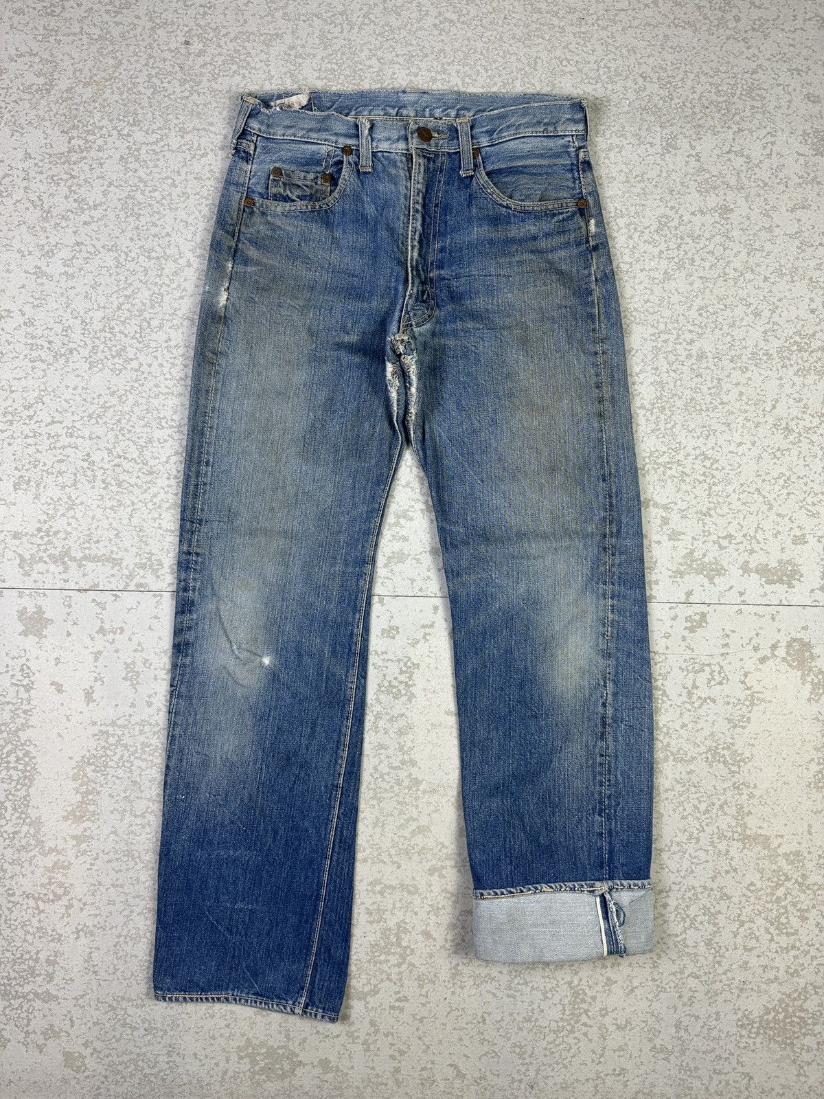 Vintage Rare💥Vintage 80/90s Canton Selvedge Distressed Denim Size US 29 - 3 Thumbnail