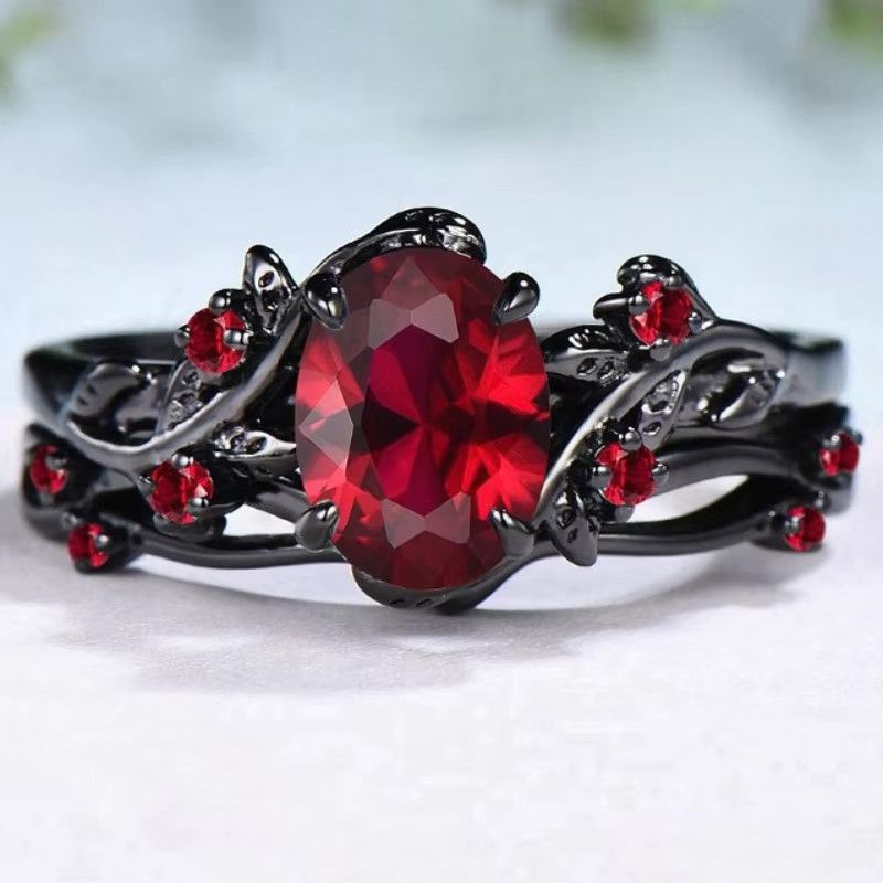 Jewelry Black Rose Branches Crossed Two-piece Rings Size ONE SIZE - 2 Thumbnail