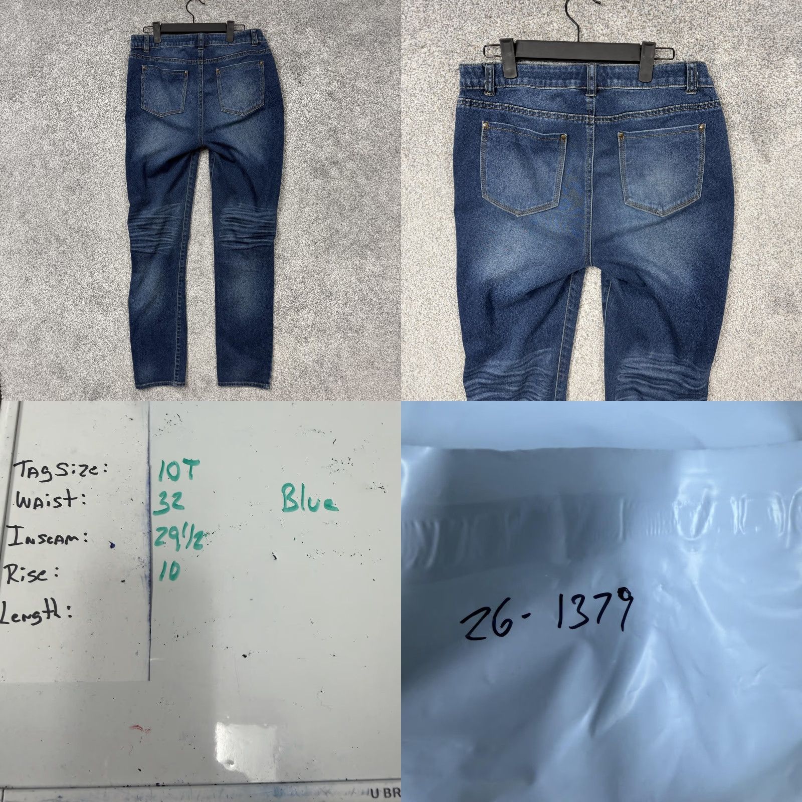 Vintage Fashion Bug Jeans Womens 10T 32x29.5 Blue Mid Rise Skinny Stretch Denim Whisker Jeans Size 32" / US 10 / IT 46 - 9 Thumbnail