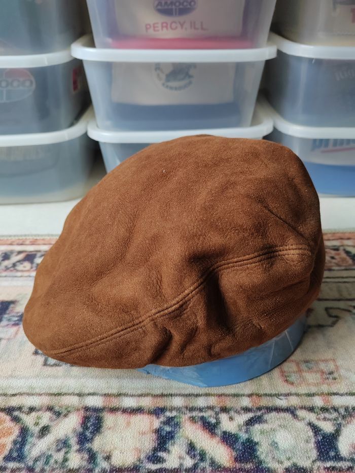 Genuine Leather Vintage Echtes Leder Leather Rare Flat Hat Cap Size ONE SIZE - 1 Thumbnail